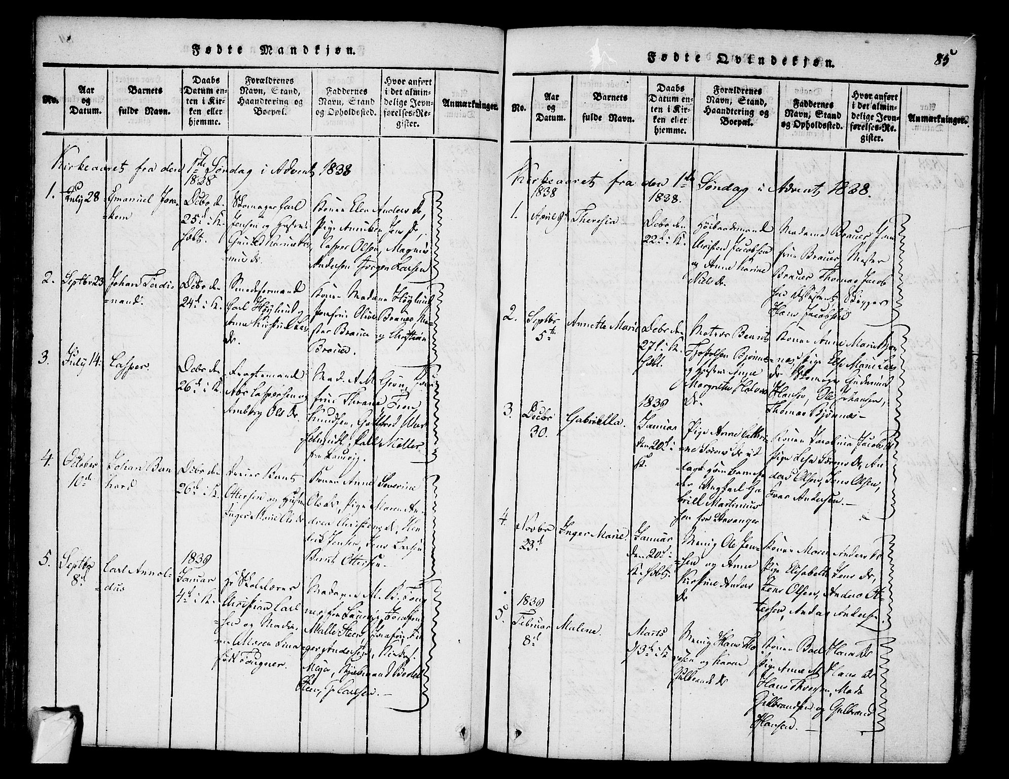 Stavern kirkebøker, SAKO/A-318/F/Fa/L0006: Parish register (official) no. 6, 1816-1839, p. 85