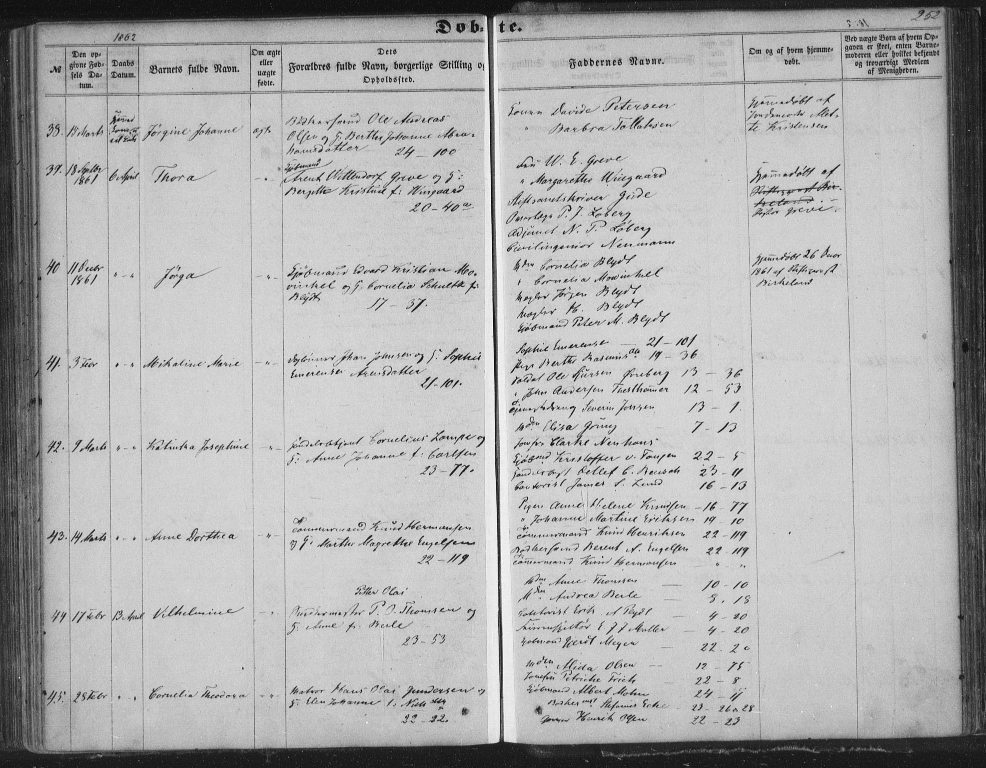 Korskirken sokneprestembete, AV/SAB-A-76101/H/Haa/L0018: Parish register (official) no. B 4, 1857-1866, p. 252