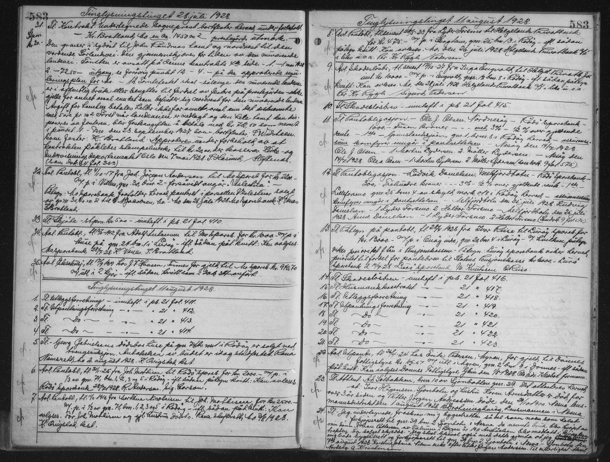Rana sorenskriveri , AV/SAT-A-1108/1/2/2C/L0018: Mortgage book no. 18, 1923-1928, p. 583, Deed date: 11.08.1928