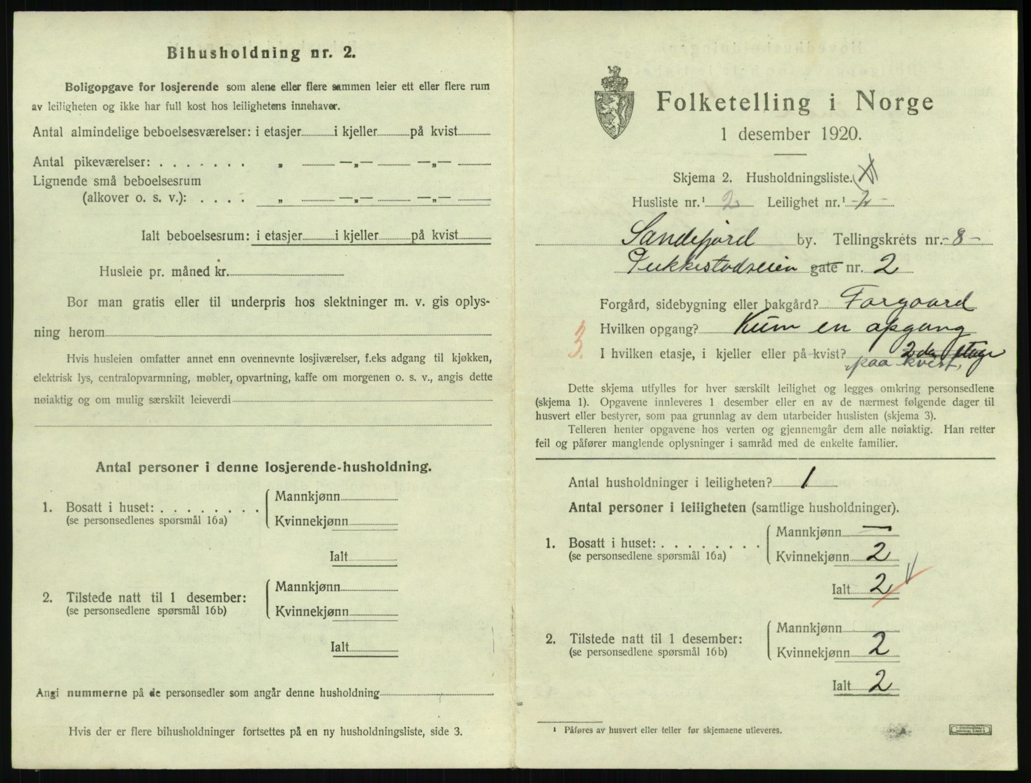 SAKO, 1920 census for Sandefjord, 1920, p. 3194