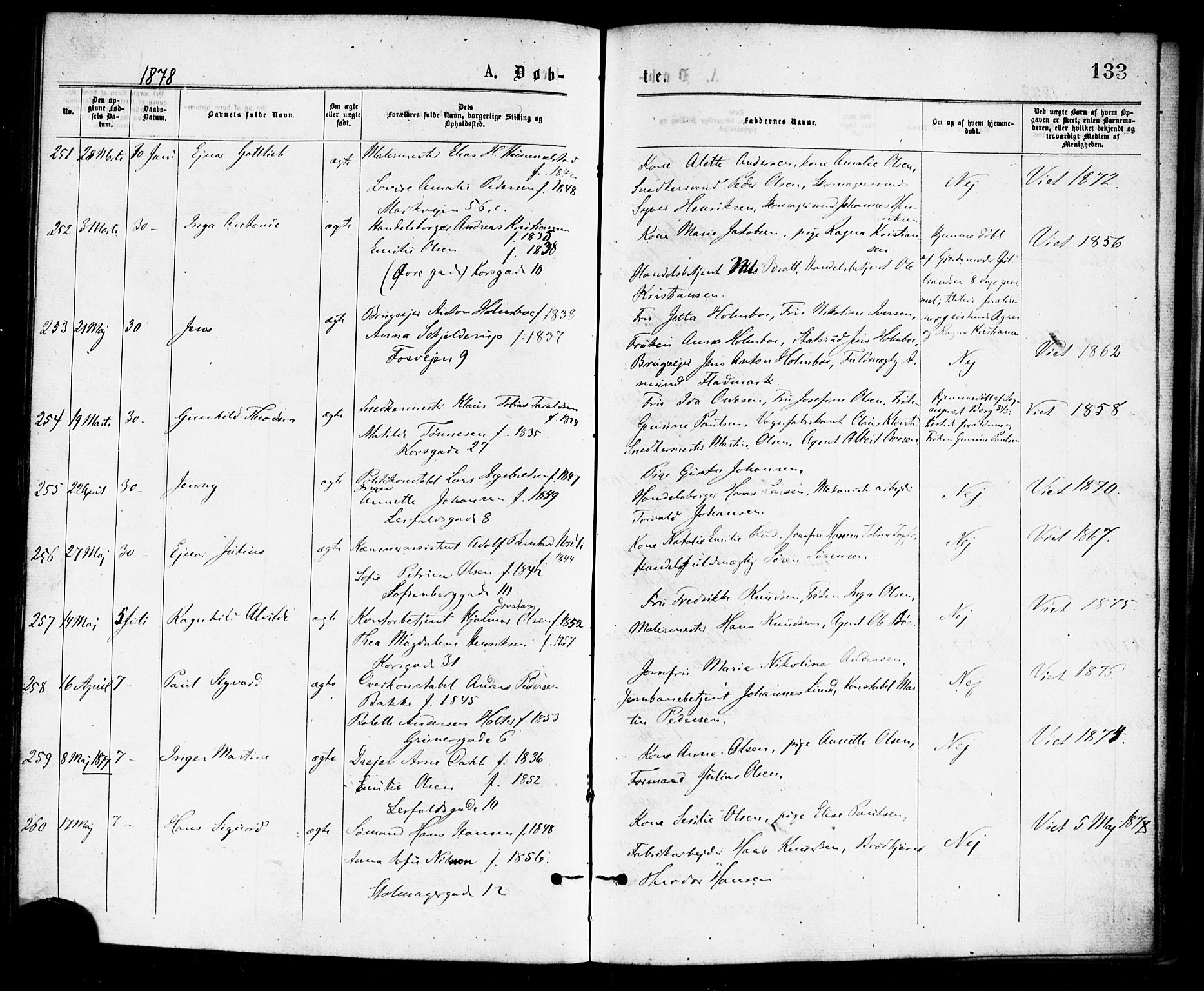 Paulus prestekontor Kirkebøker, AV/SAO-A-10871/F/Fa/L0001: Parish register (official) no. 1, 1875-1878, p. 133