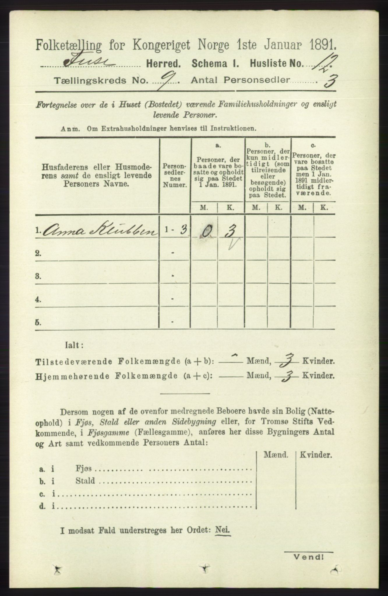 RA, 1891 census for 1241 Fusa, 1891, p. 1672