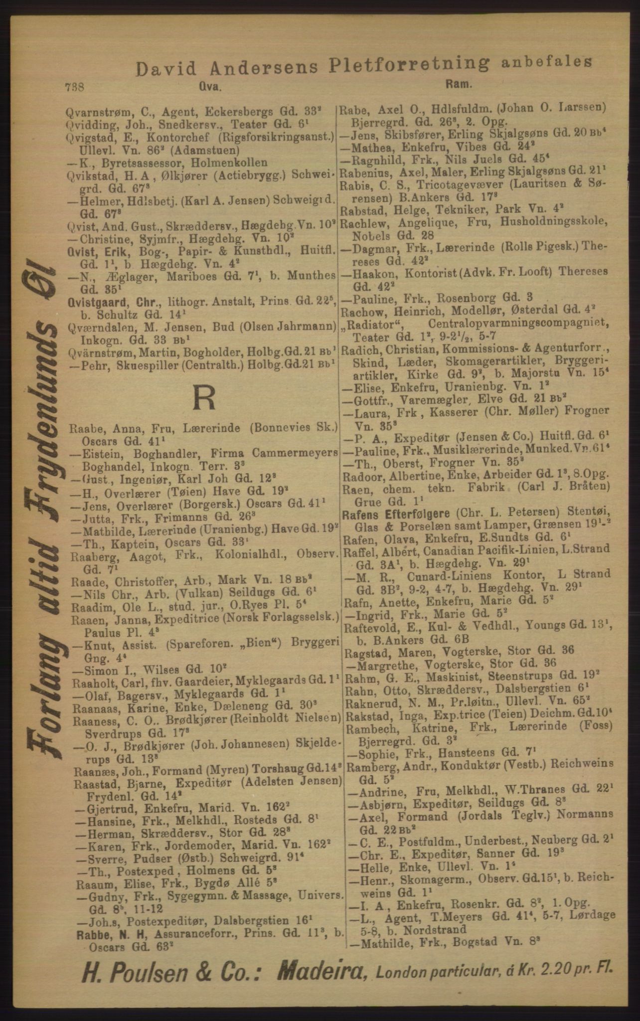 Kristiania/Oslo adressebok, PUBL/-, 1906, p. 738