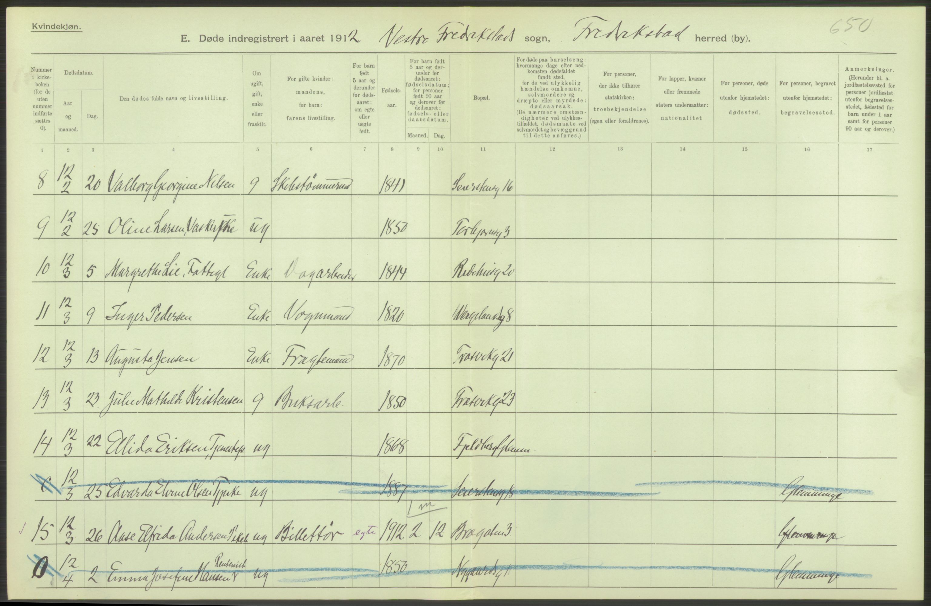 Statistisk sentralbyrå, Sosiodemografiske emner, Befolkning, AV/RA-S-2228/D/Df/Dfb/Dfbb/L0003: Smålenenes amt:  Døde. Bygder og byer., 1912, p. 110