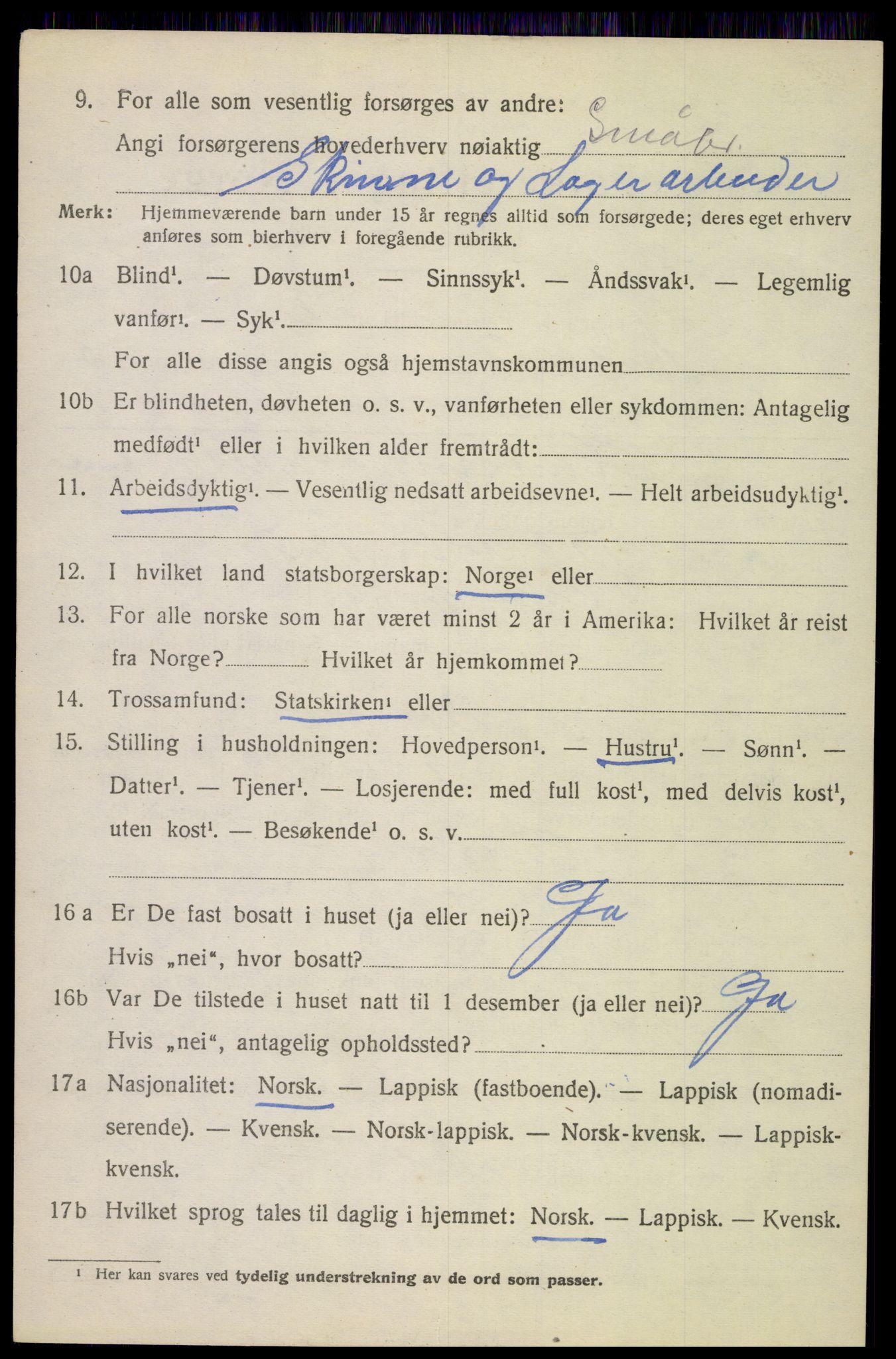 SAT, 1920 census for Ankenes, 1920, p. 1704