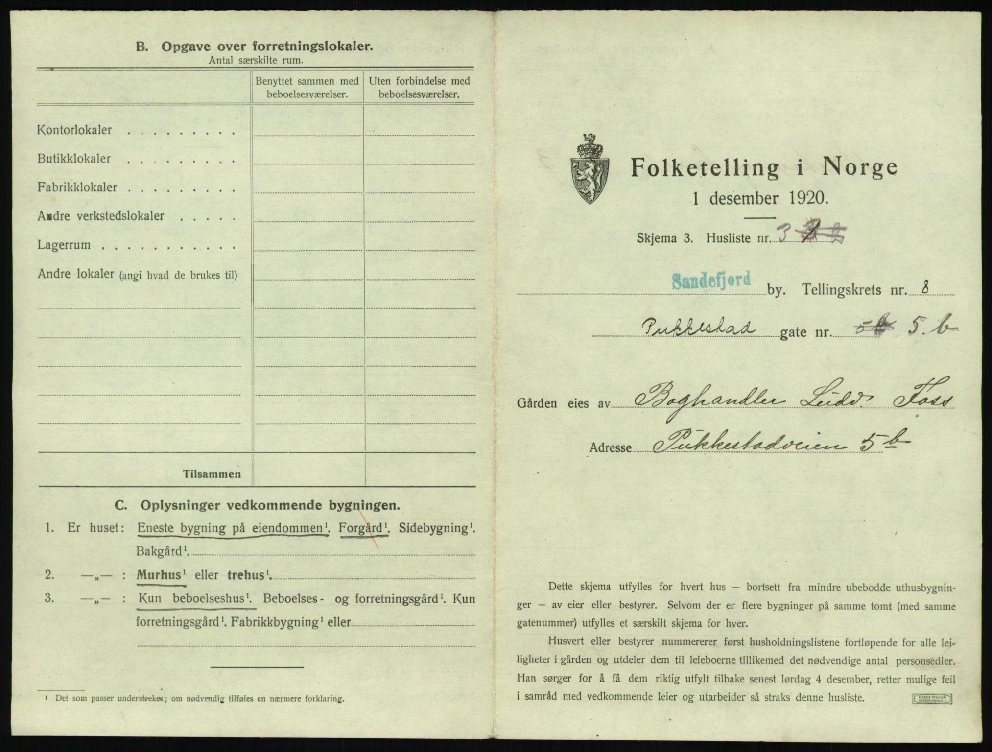 SAKO, 1920 census for Sandefjord, 1920, p. 912