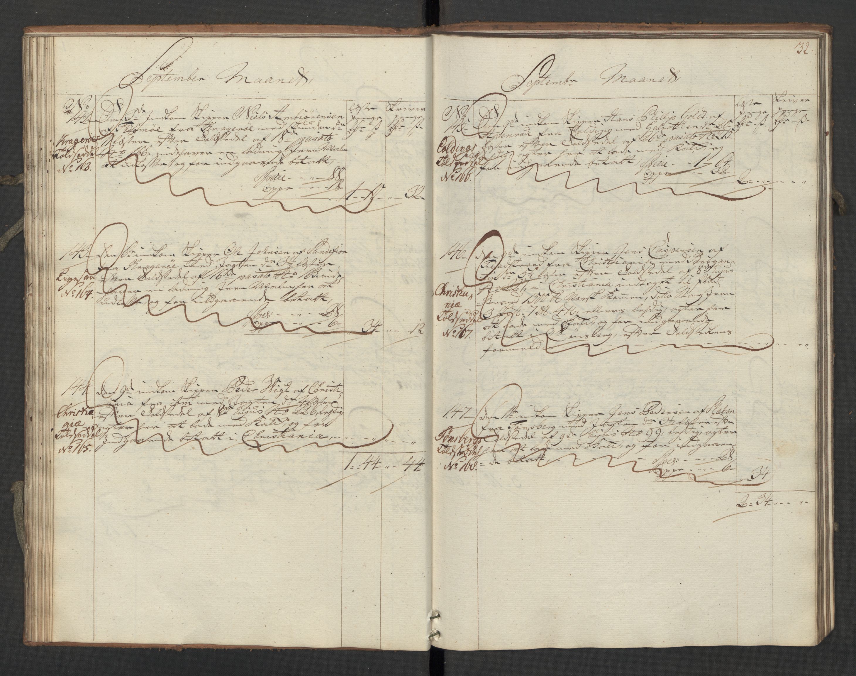 Generaltollkammeret, tollregnskaper, AV/RA-EA-5490/R06/L0062/0002: Tollregnskaper Kristiania / Inngående hovedtollbok Slependen, 1762, p. 31b-32a