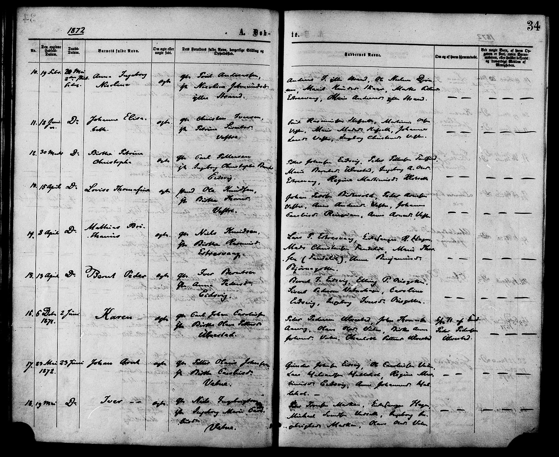 Ministerialprotokoller, klokkerbøker og fødselsregistre - Møre og Romsdal, AV/SAT-A-1454/525/L0373: Parish register (official) no. 525A03, 1864-1879, p. 34