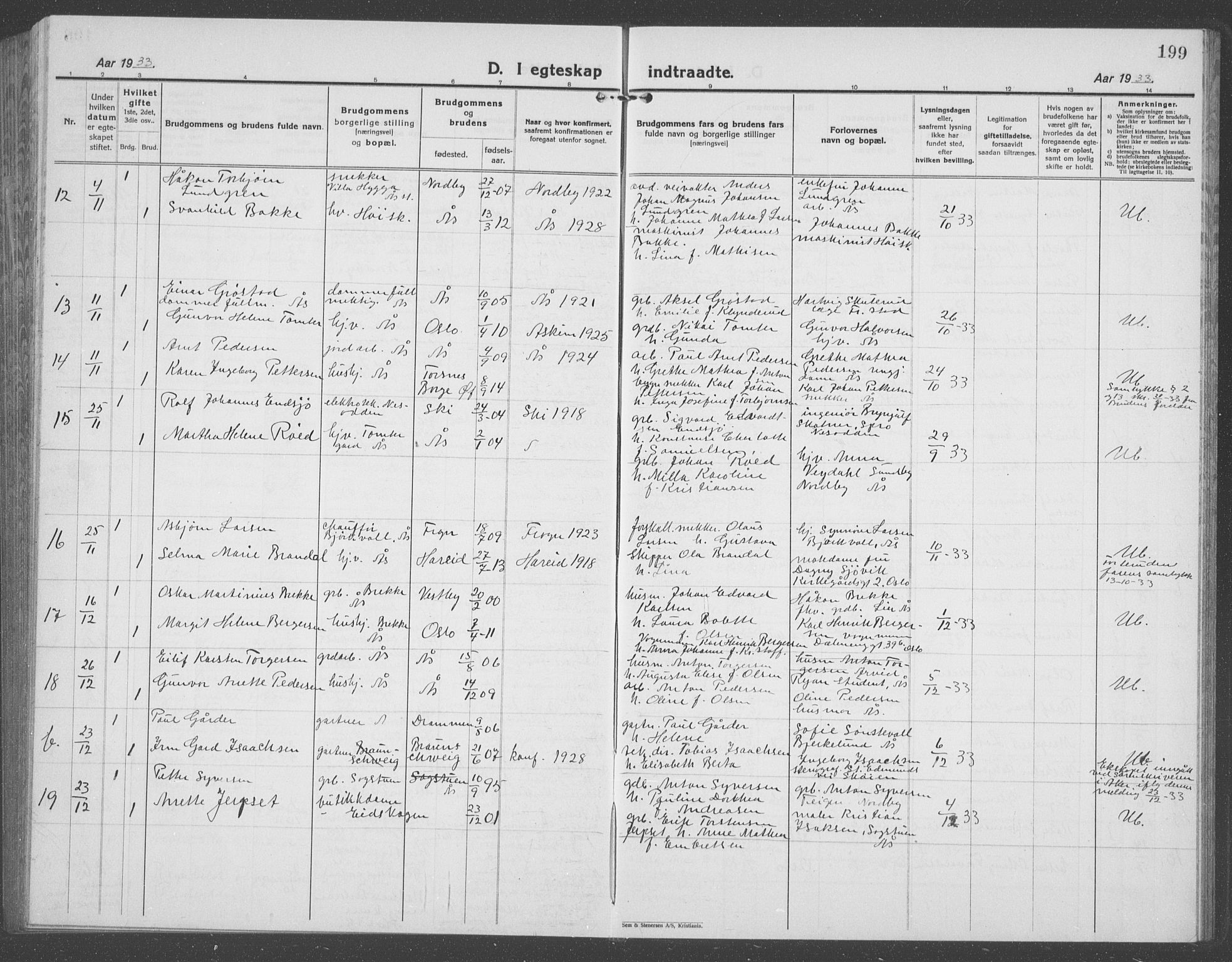 Ås prestekontor Kirkebøker, AV/SAO-A-10894/G/Ga/L0006: Parish register (copy) no. I 6, 1925-1940, p. 199