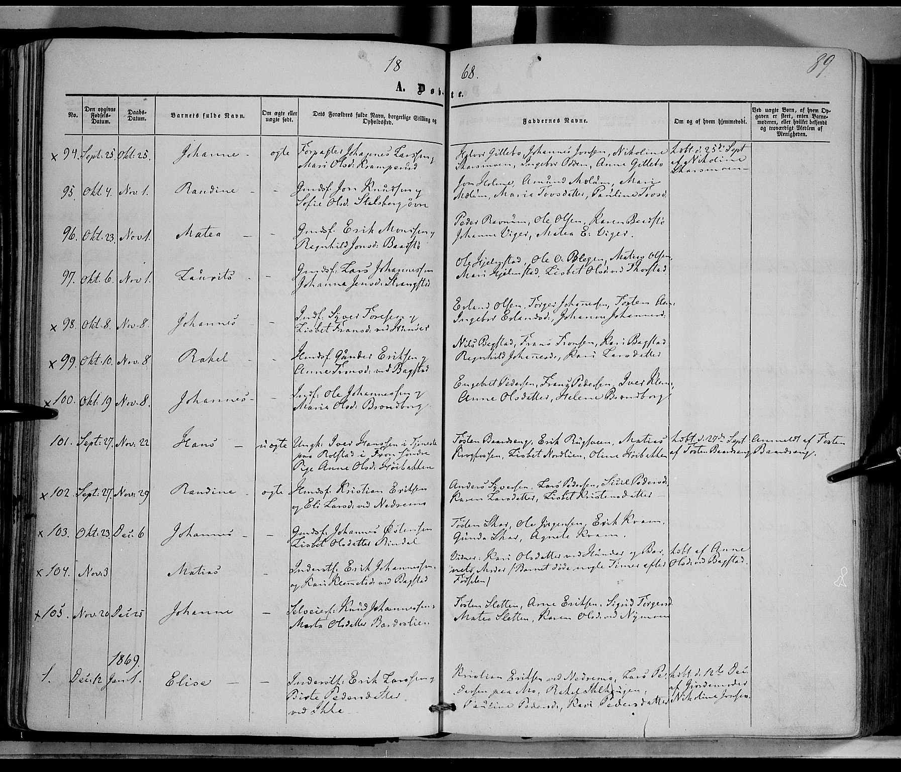 Øyer prestekontor, SAH/PREST-084/H/Ha/Haa/L0006: Parish register (official) no. 6, 1858-1874, p. 89