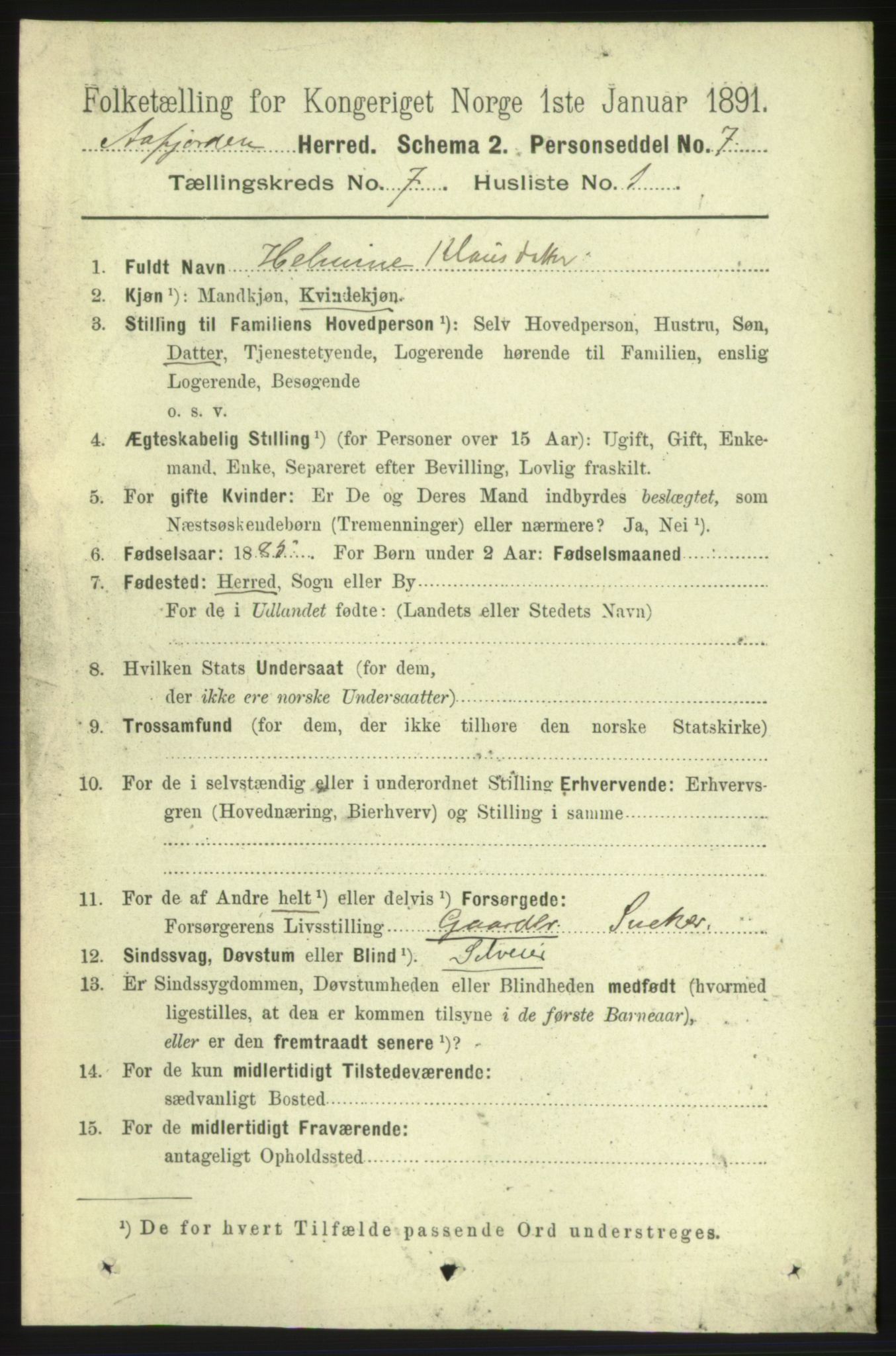 RA, 1891 census for 1630 Åfjord, 1891, p. 1712