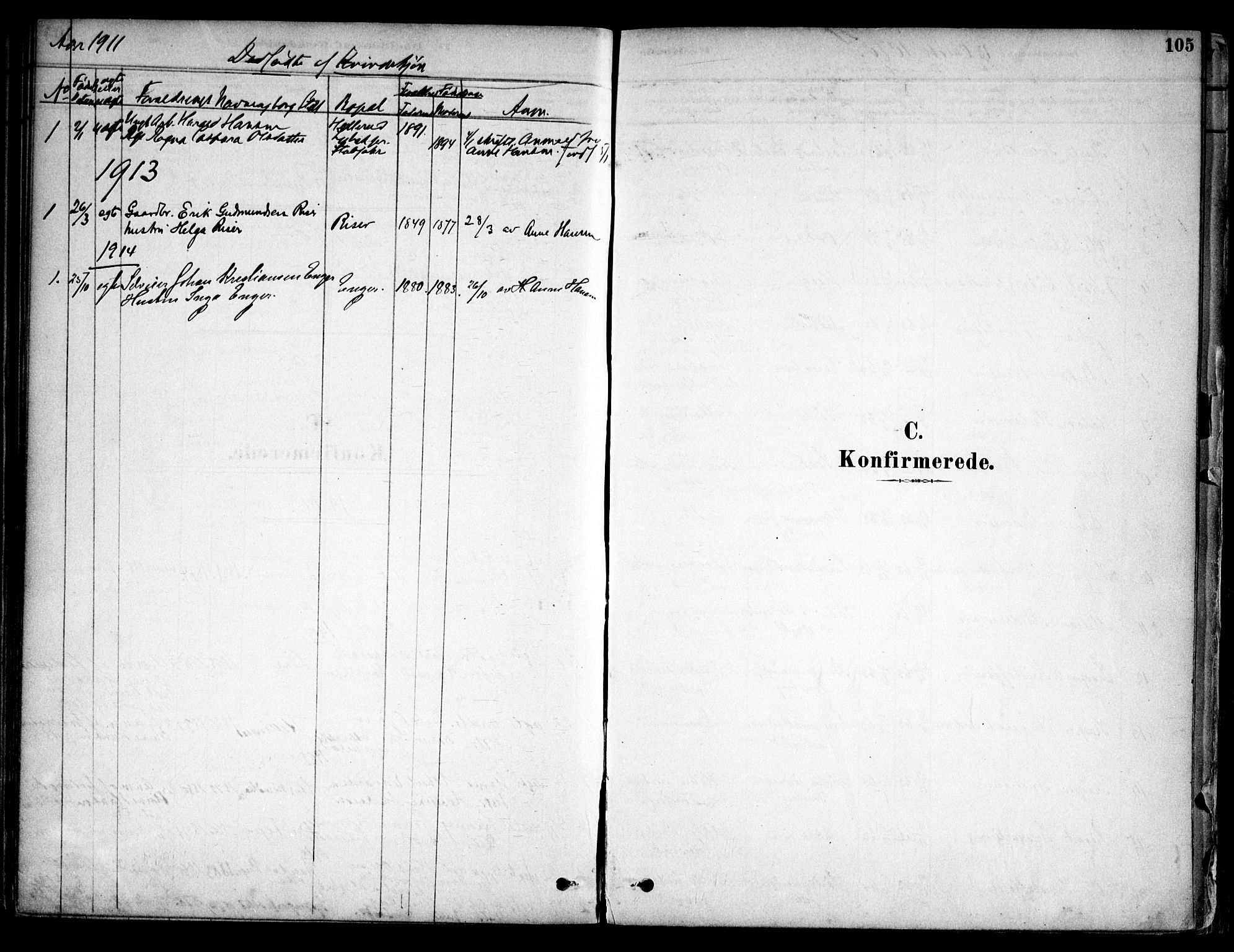 Aurskog prestekontor Kirkebøker, SAO/A-10304a/F/Fa/L0008: Parish register (official) no. I 8, 1878-1937, p. 105