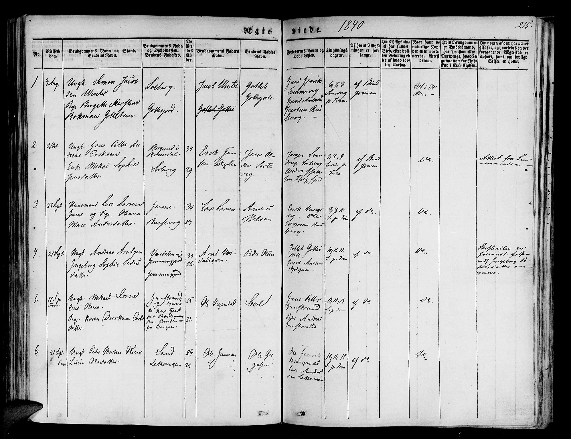 Tranøy sokneprestkontor, SATØ/S-1313/I/Ia/Iaa/L0005kirke: Parish register (official) no. 5, 1829-1844, p. 215