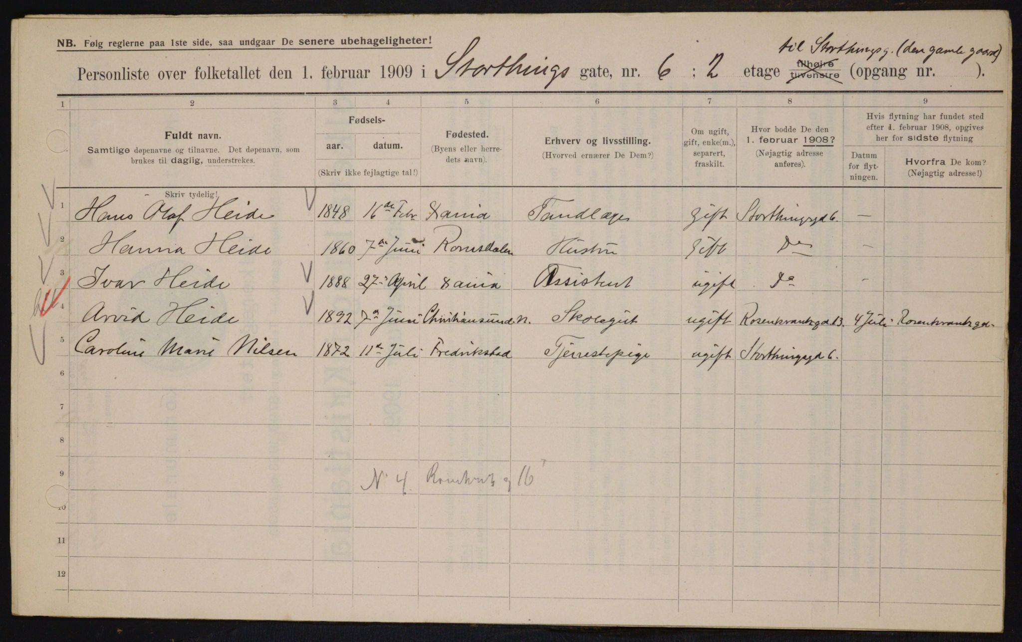 OBA, Municipal Census 1909 for Kristiania, 1909, p. 93596