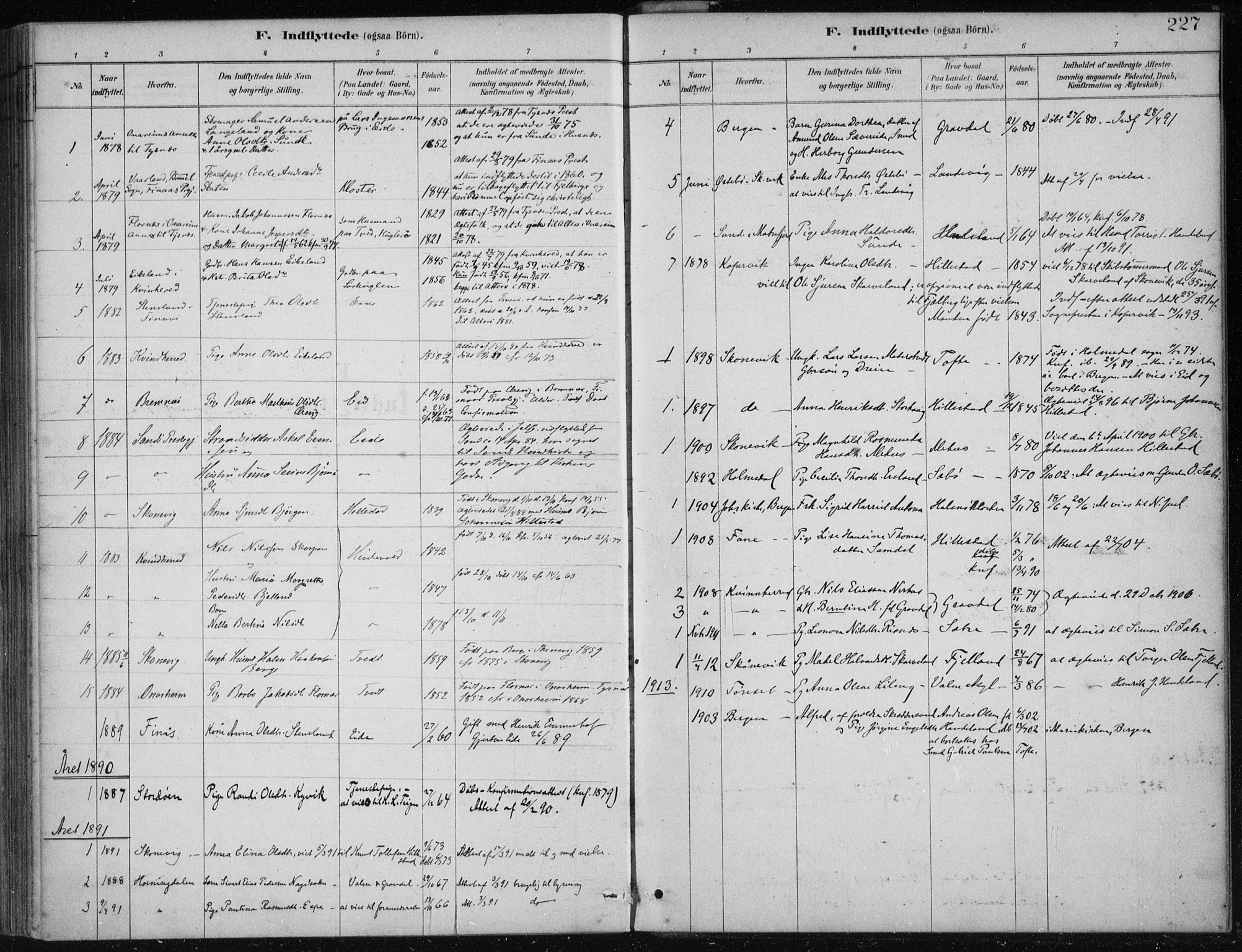 Fjelberg sokneprestembete, SAB/A-75201/H/Haa: Parish register (official) no. C  1, 1879-1918, p. 227