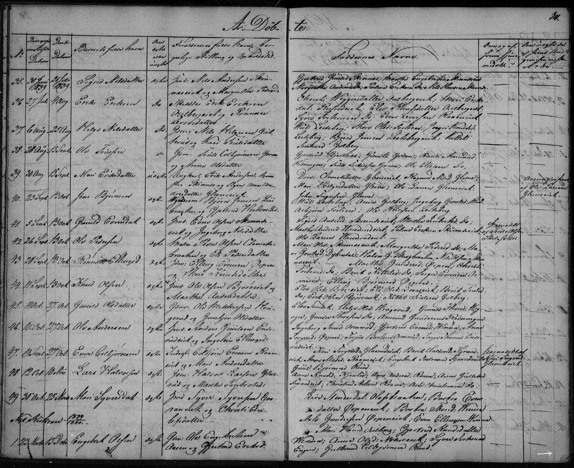 Krødsherad kirkebøker, SAKO/A-19/F/Fa/L0002: Parish register (official) no. 2, 1829-1851, p. 34