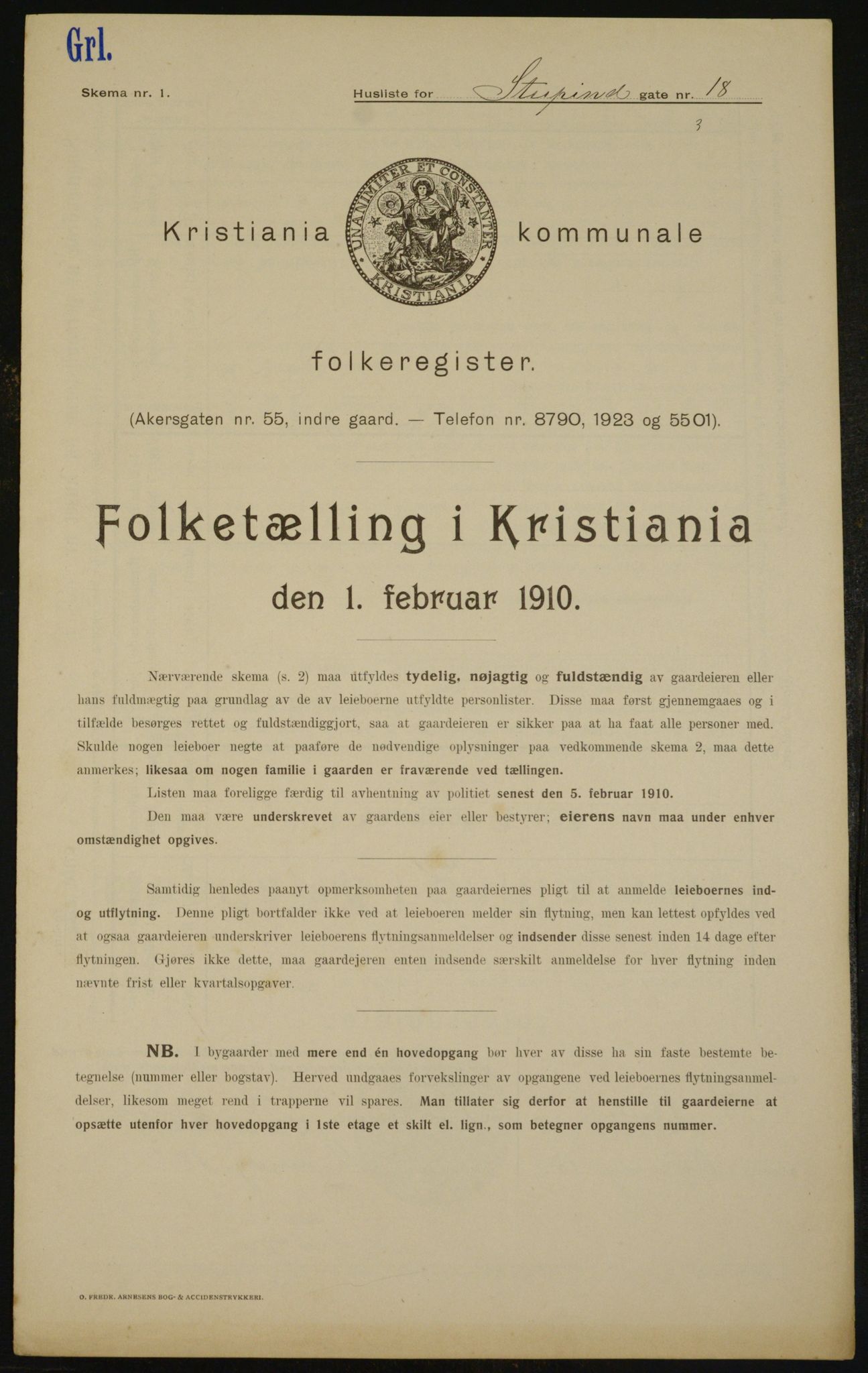 OBA, Municipal Census 1910 for Kristiania, 1910, p. 99243