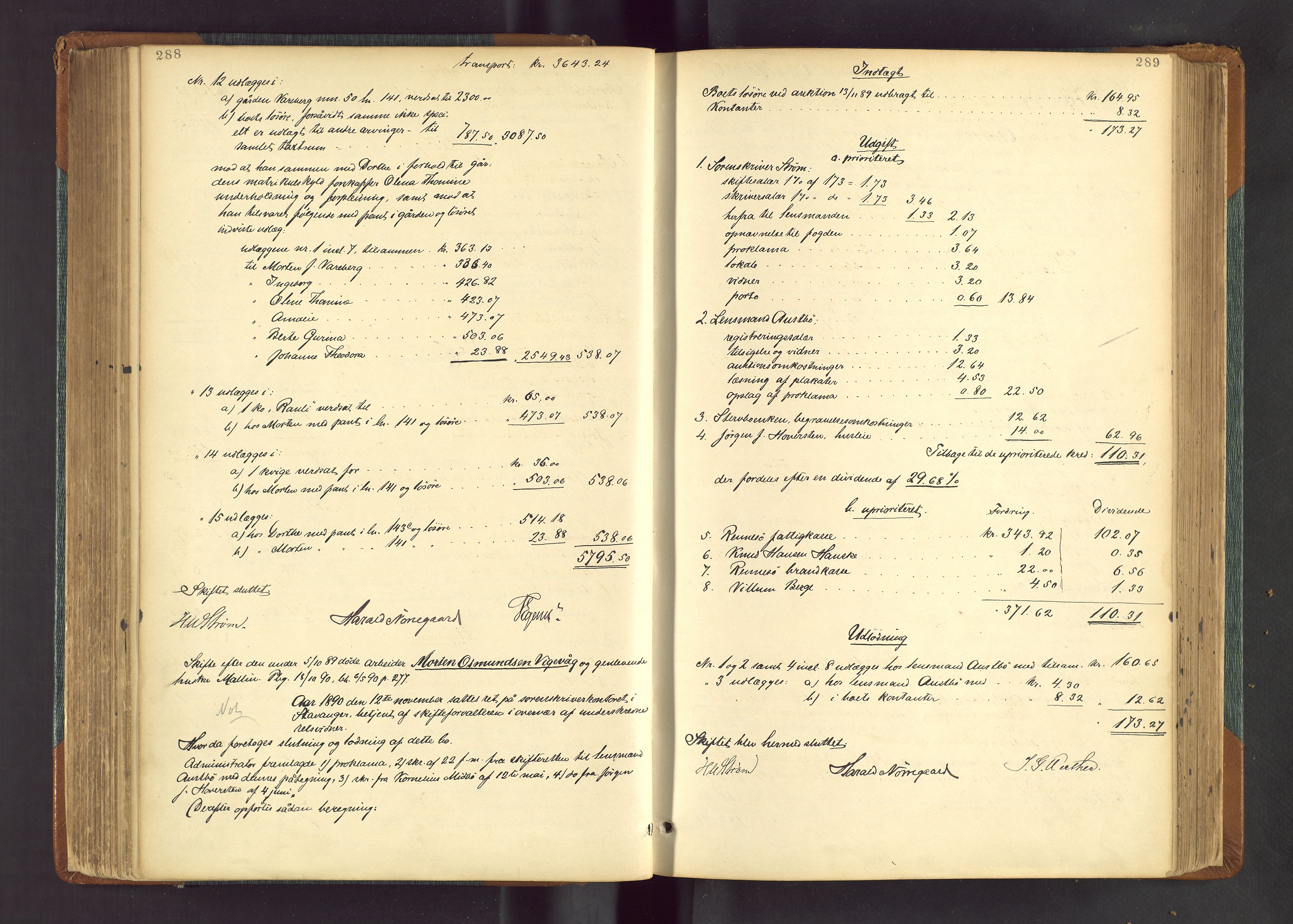 Ryfylke tingrett, AV/SAST-A-100055/001/IV/IVF/L0013: Skifteforhandlingsprotokoll D2 Høle og Rennesøy, 1880-1902, p. 288-289