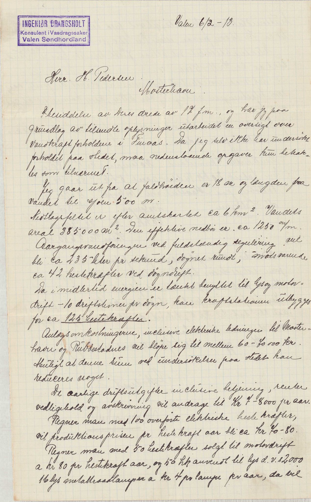 Finnaas kommune. Formannskapet, IKAH/1218a-021/D/Da/L0001/0012: Korrespondanse / saker / Kronologisk ordna korrespondanse , 1913, p. 40