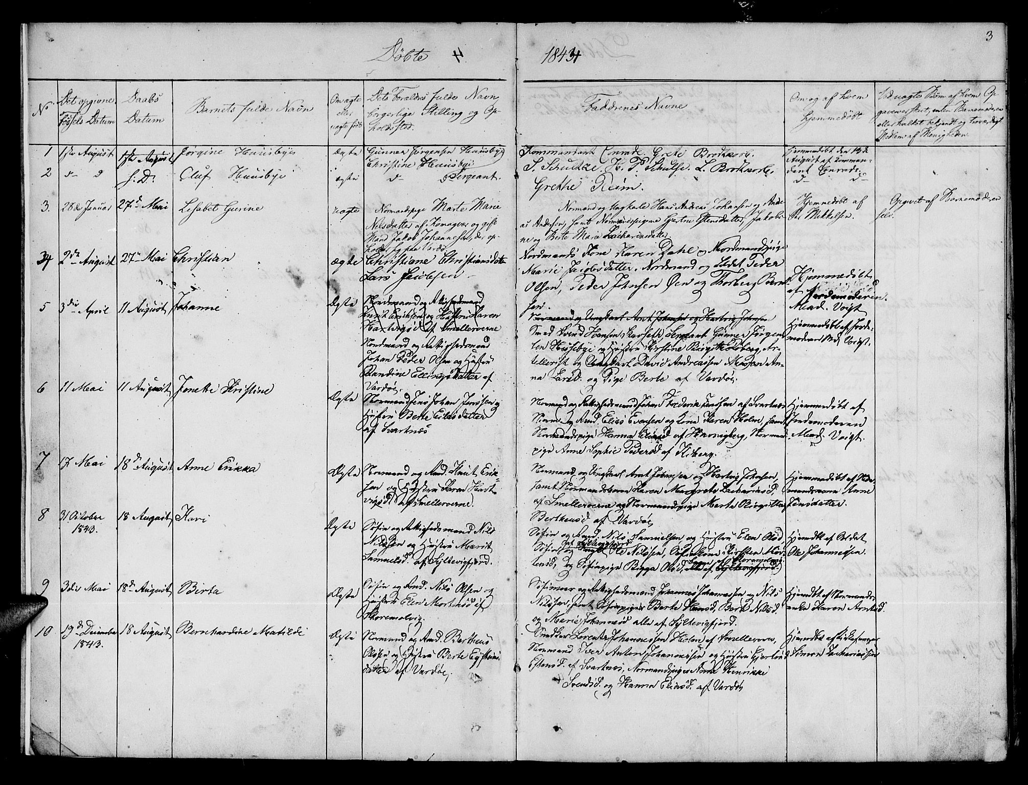 Vardø sokneprestkontor, SATØ/S-1332/H/Hb/L0001klokker: Parish register (copy) no. 1, 1844-1861, p. 3