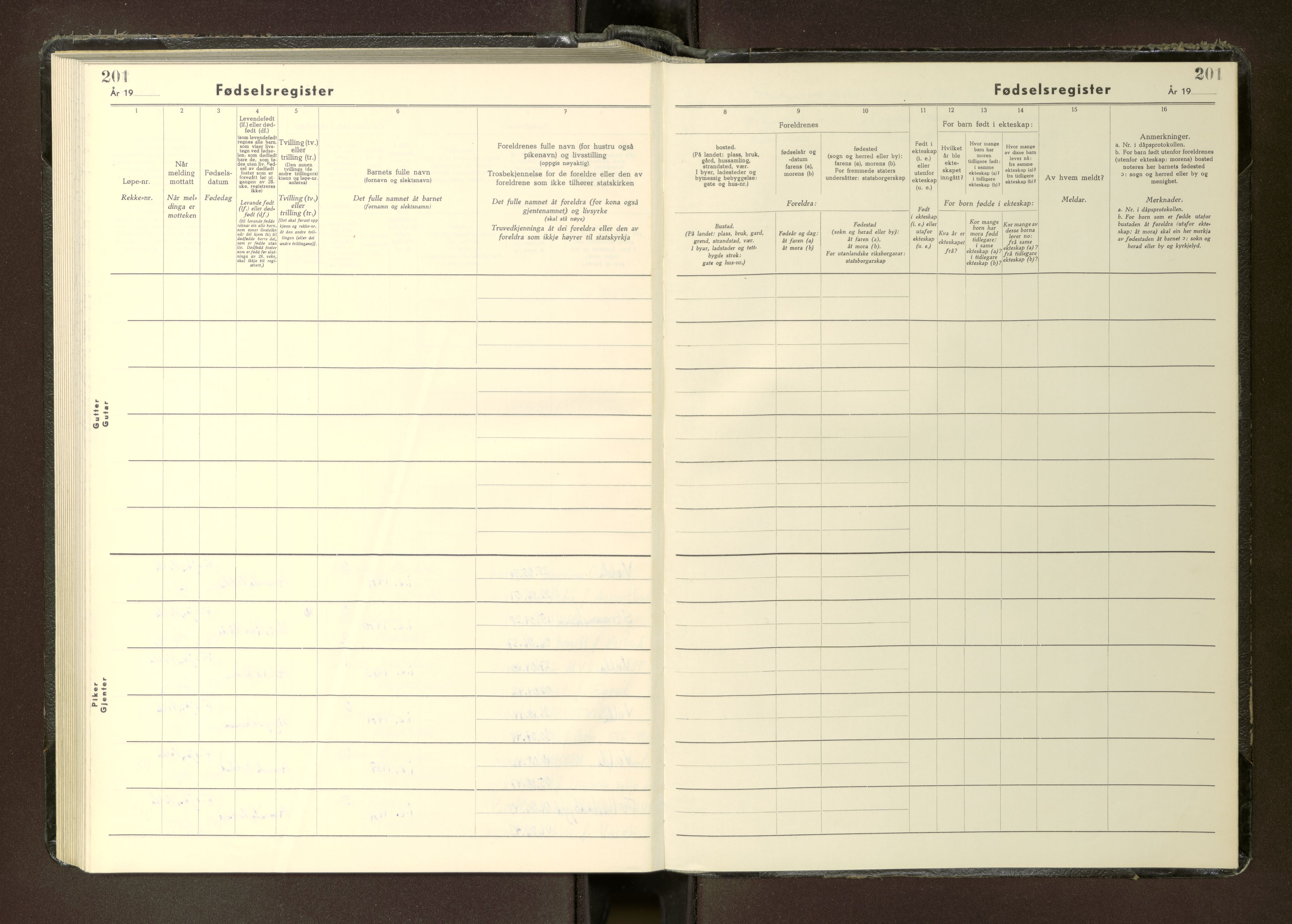 Ministerialprotokoller, klokkerbøker og fødselsregistre - Møre og Romsdal, AV/SAT-A-1454/511/L0167: Birth register no. 511---, 1955-1971, p. 201