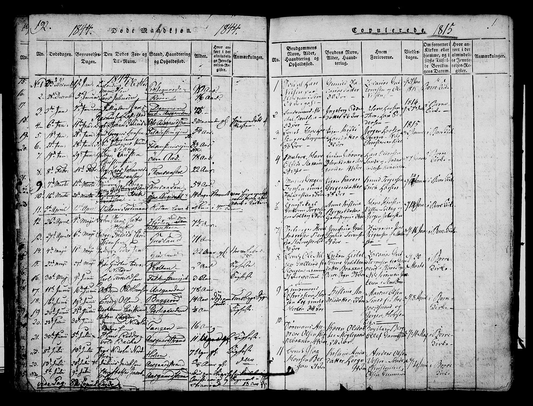 Borre kirkebøker, SAKO/A-338/F/Fa/L0004: Parish register (official) no. I 4, 1815-1845, p. 192-193