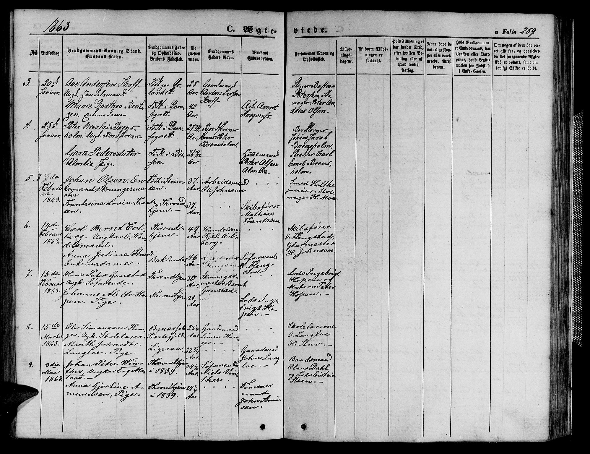 Ministerialprotokoller, klokkerbøker og fødselsregistre - Sør-Trøndelag, SAT/A-1456/602/L0139: Parish register (copy) no. 602C07, 1859-1864, p. 259