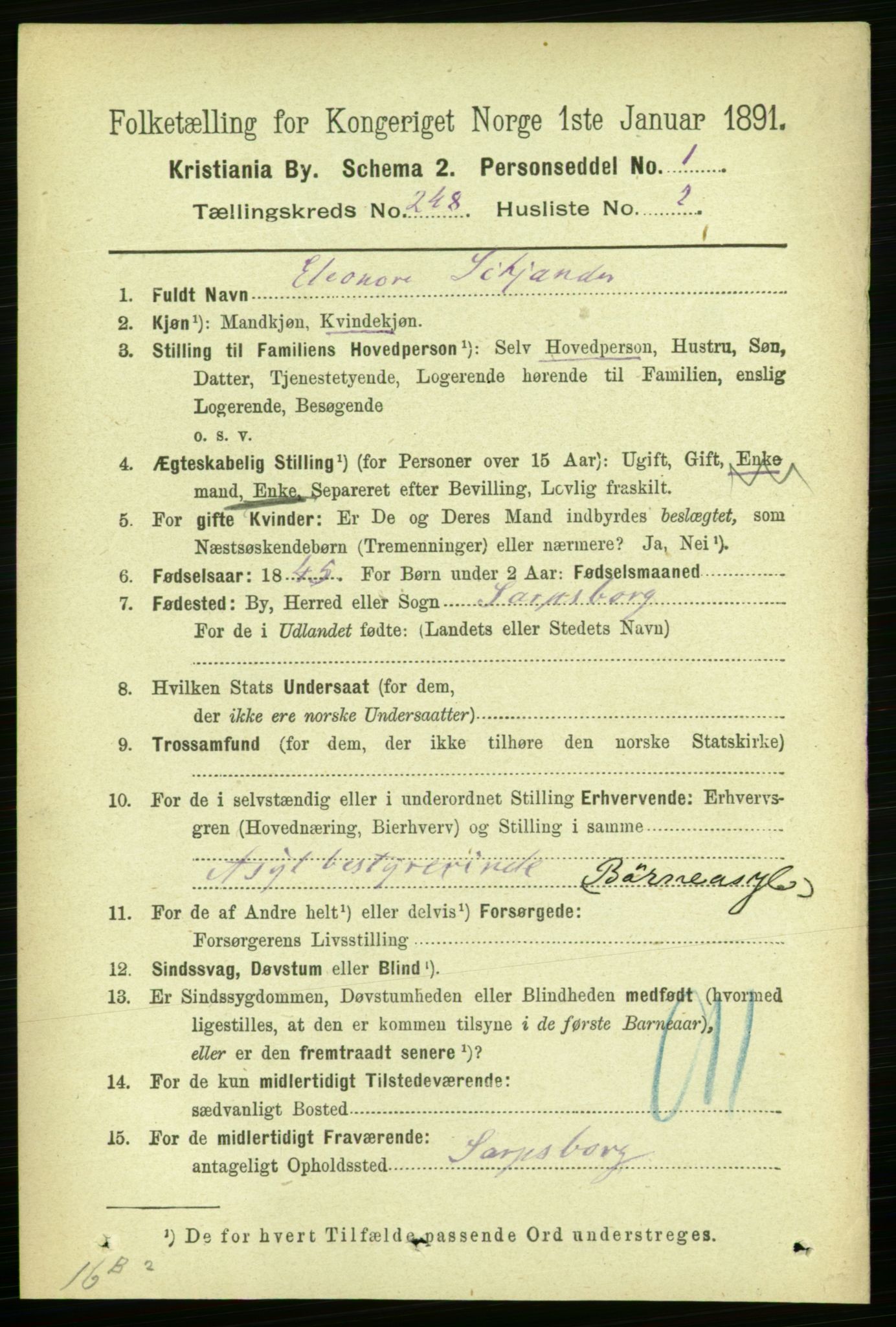 RA, 1891 census for 0301 Kristiania, 1891, p. 151150