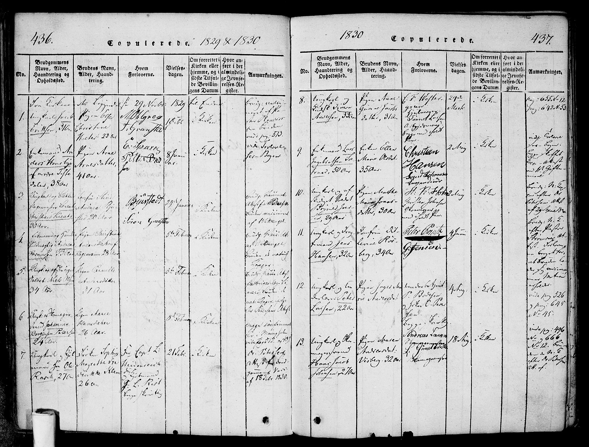 Halden prestekontor Kirkebøker, AV/SAO-A-10909/F/Fa/L0003: Parish register (official) no. I 3, 1815-1834, p. 436-437