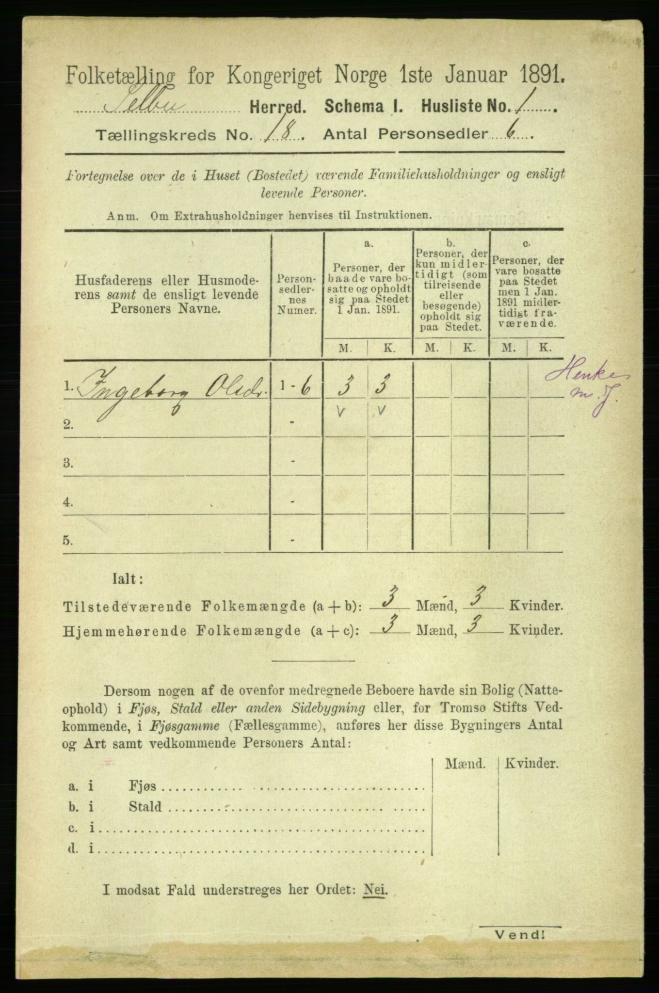 RA, 1891 census for 1664 Selbu, 1891, p. 6434