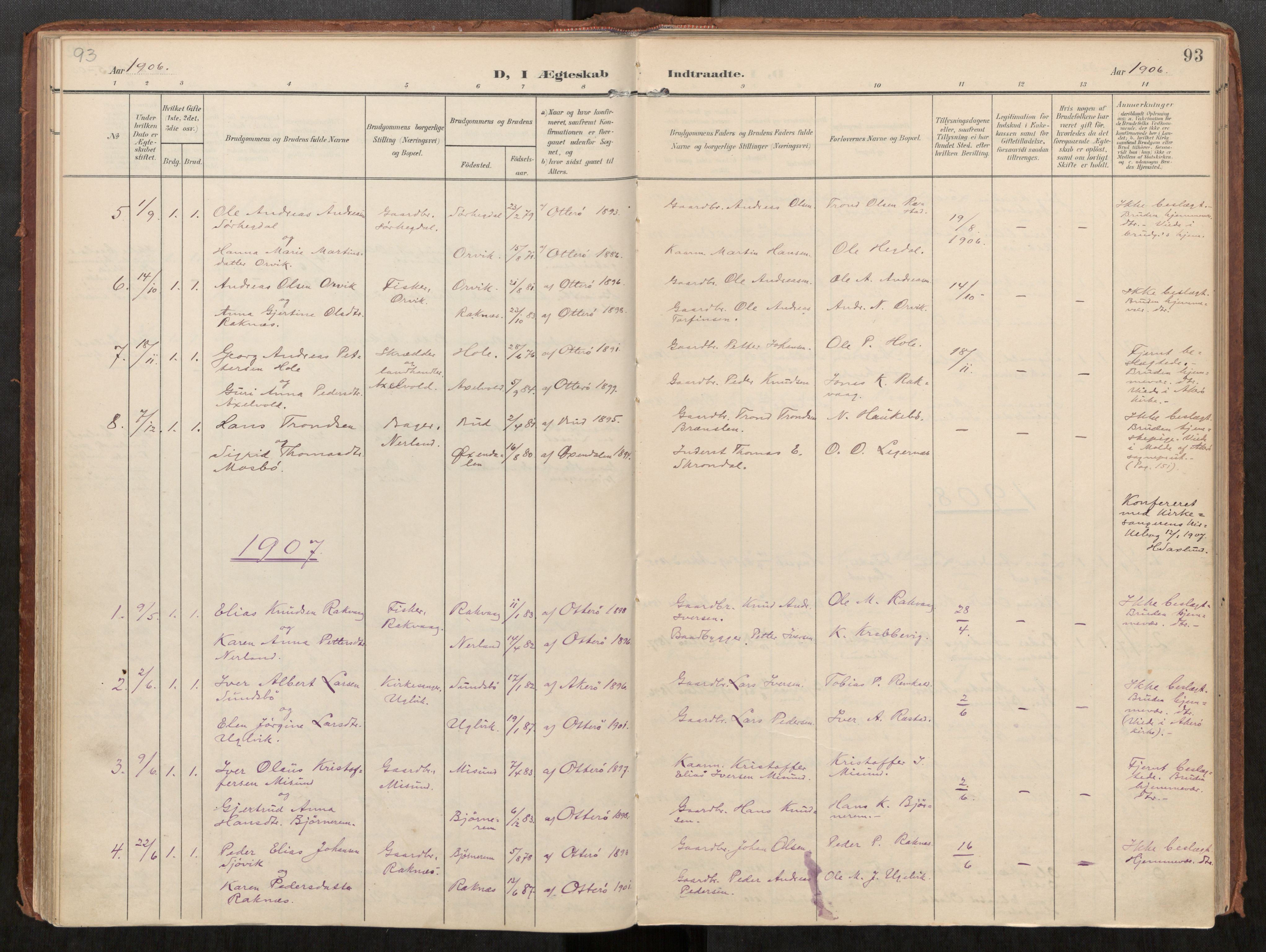 Ministerialprotokoller, klokkerbøker og fødselsregistre - Møre og Romsdal, AV/SAT-A-1454/563/L0740: Parish register (official) no. 563A02, 1903-1923, p. 93