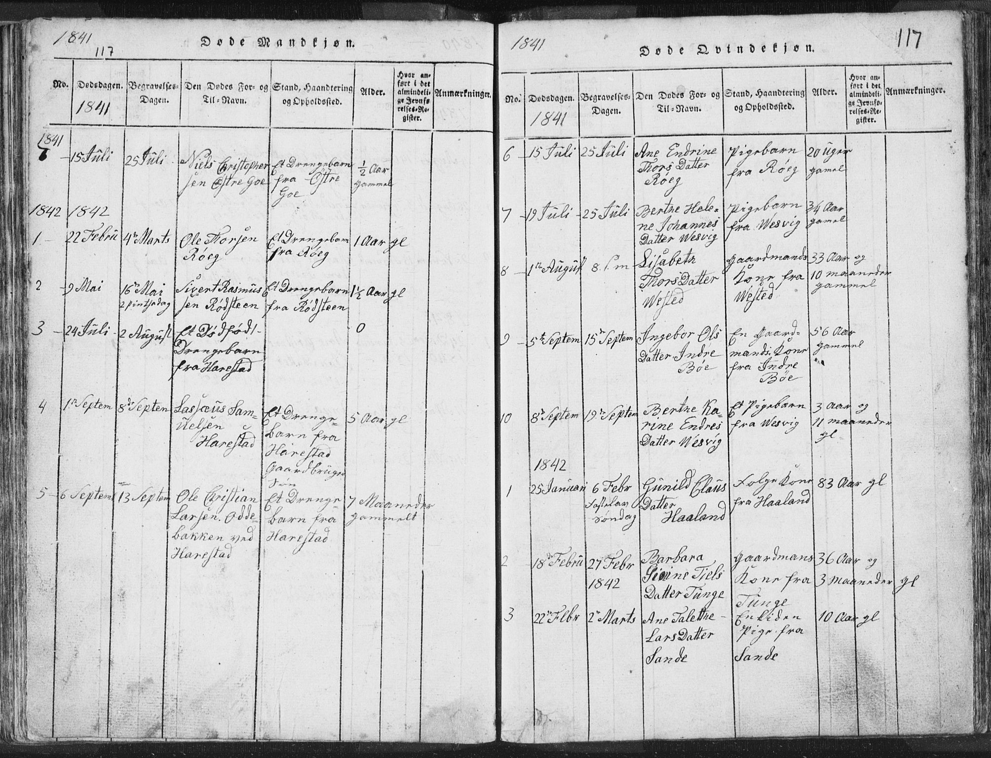 Hetland sokneprestkontor, SAST/A-101826/30/30BA/L0001: Parish register (official) no. A 1, 1816-1856, p. 117