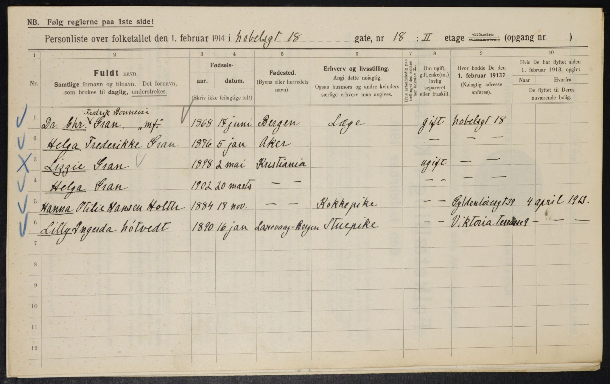 OBA, Municipal Census 1914 for Kristiania, 1914, p. 71282