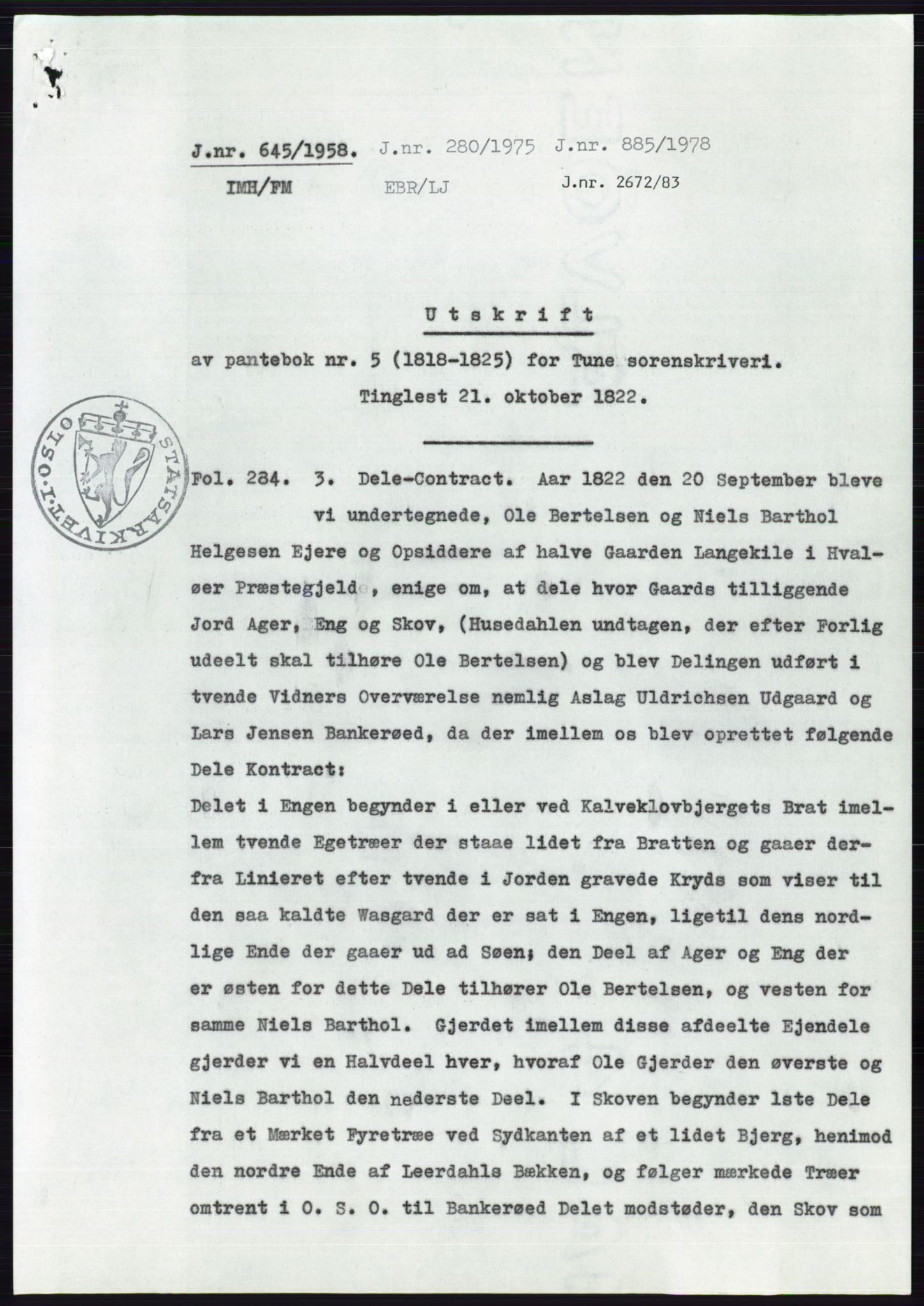 Statsarkivet i Oslo, SAO/A-10621/Z/Zd/L0008: Avskrifter, j.nr 14-1096/1958, 1958, p. 253