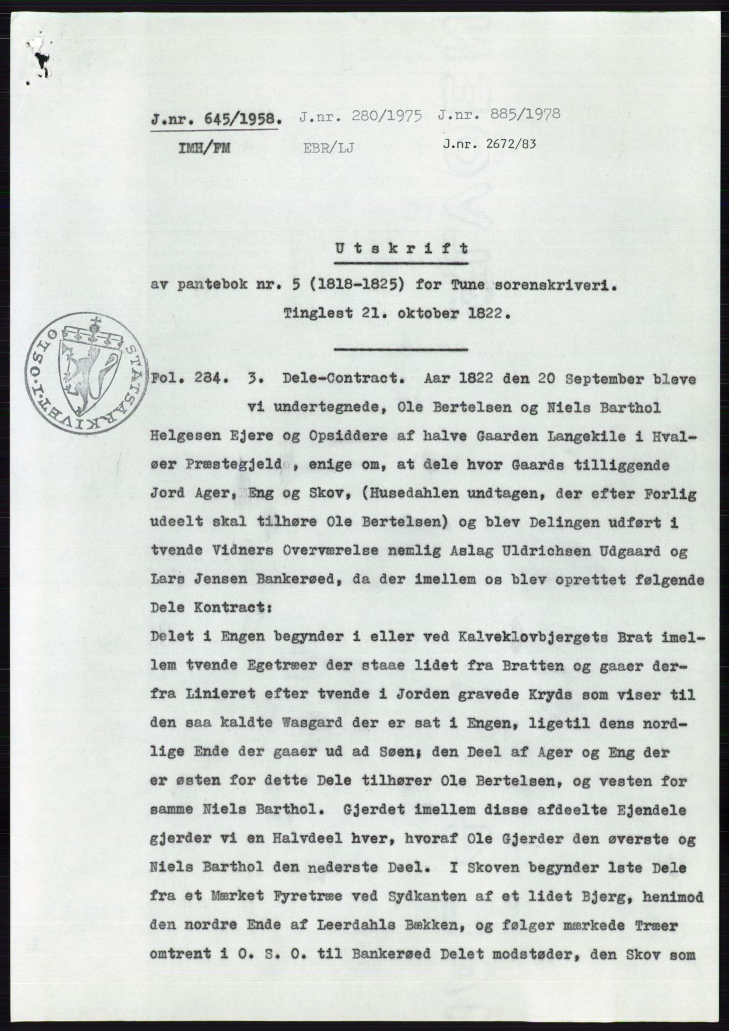 Statsarkivet i Oslo, AV/SAO-A-10621/Z/Zd/L0008: Avskrifter, j.nr 14-1096/1958, 1958, p. 253