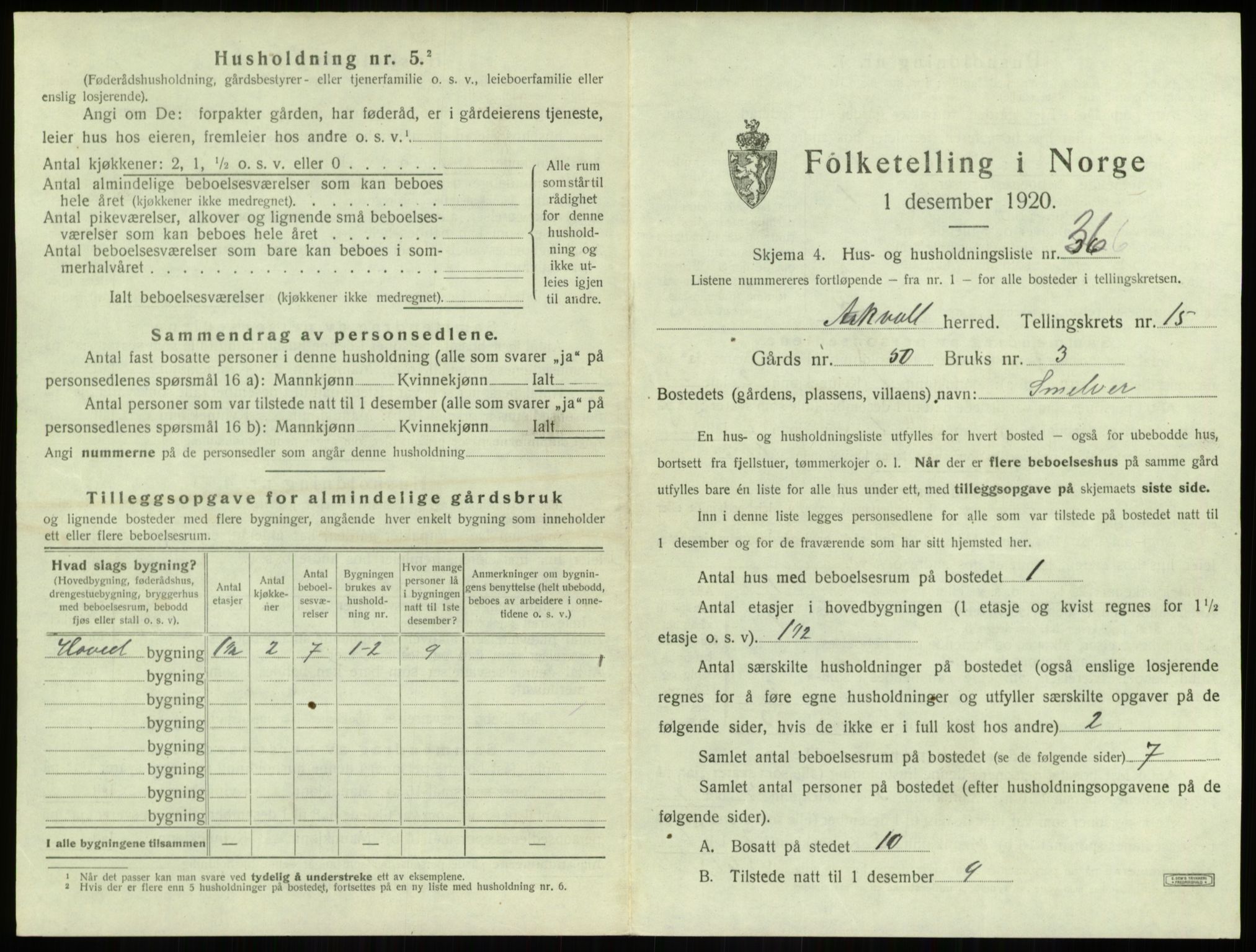 SAB, 1920 census for Askvoll, 1920, p. 773