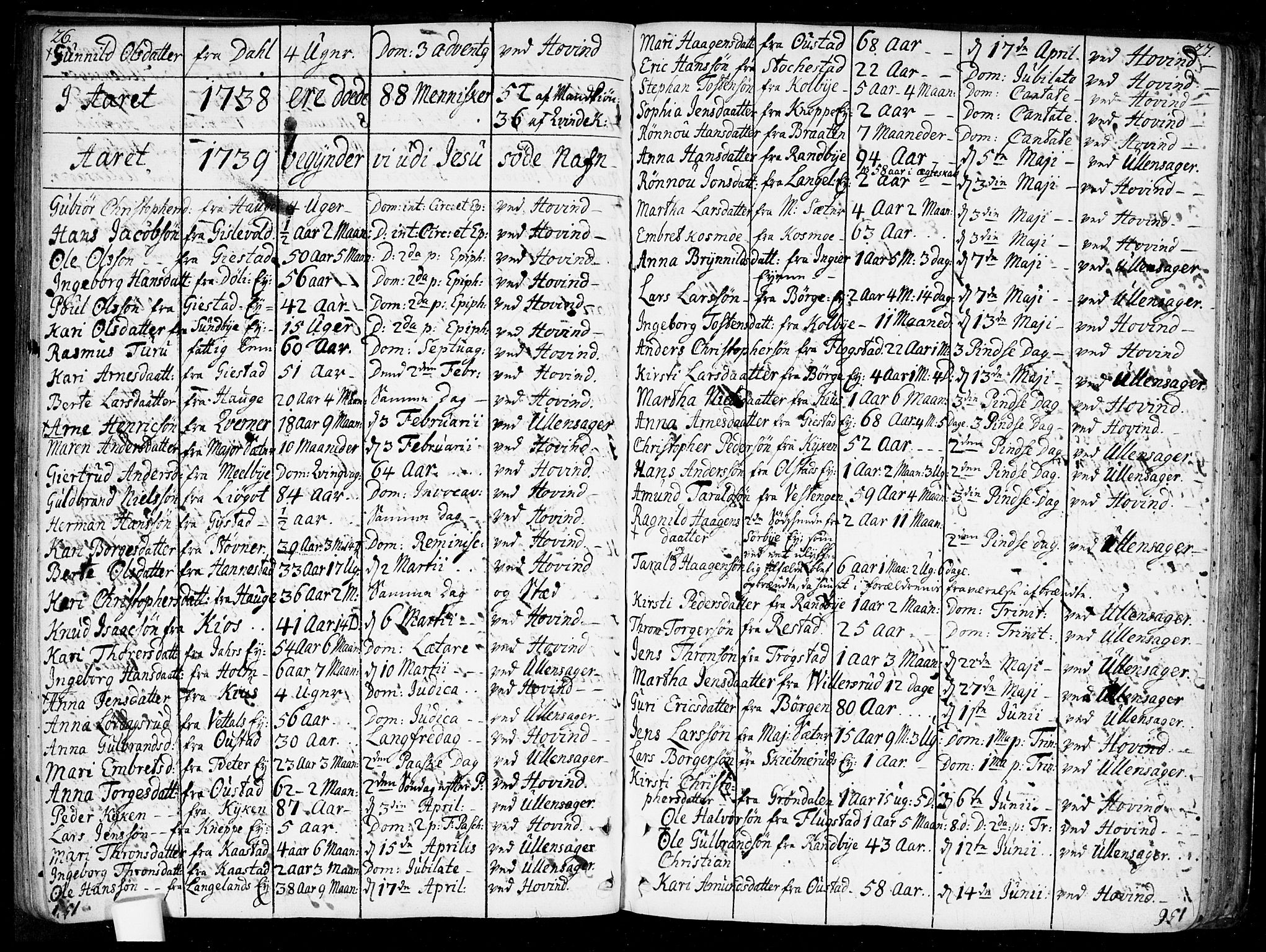 Ullensaker prestekontor Kirkebøker, AV/SAO-A-10236a/F/Fa/L0010: Parish register (official) no. I 10, 1733-1776, p. 26-27