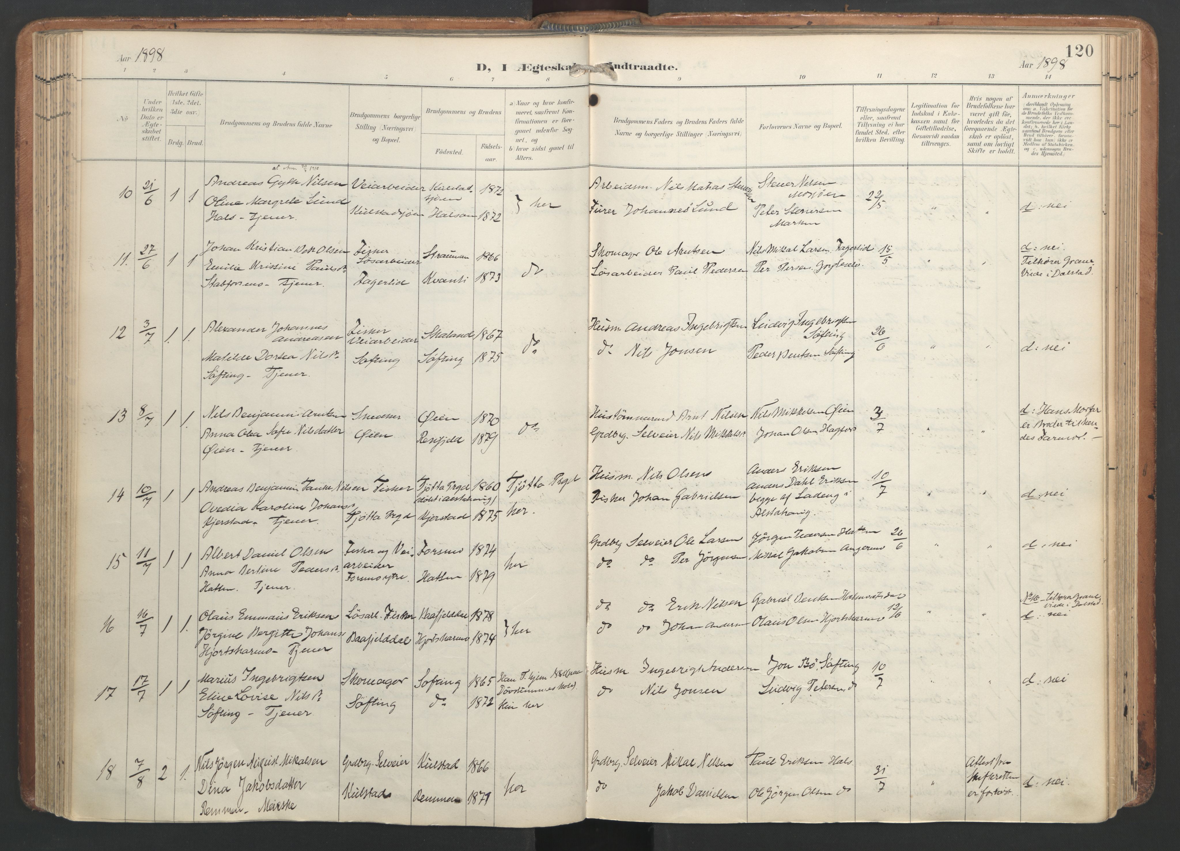 Ministerialprotokoller, klokkerbøker og fødselsregistre - Nordland, AV/SAT-A-1459/820/L0298: Parish register (official) no. 820A19, 1897-1915, p. 120