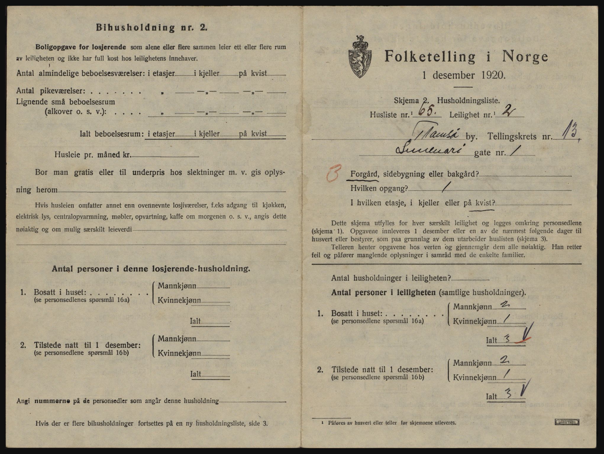 SATØ, 1920 census for Tromsø, 1920, p. 6525