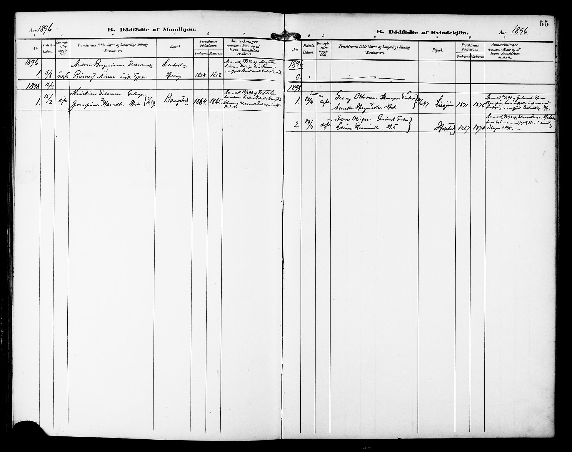 Ministerialprotokoller, klokkerbøker og fødselsregistre - Nordland, AV/SAT-A-1459/810/L0152: Parish register (official) no. 810A11, 1895-1899, p. 55