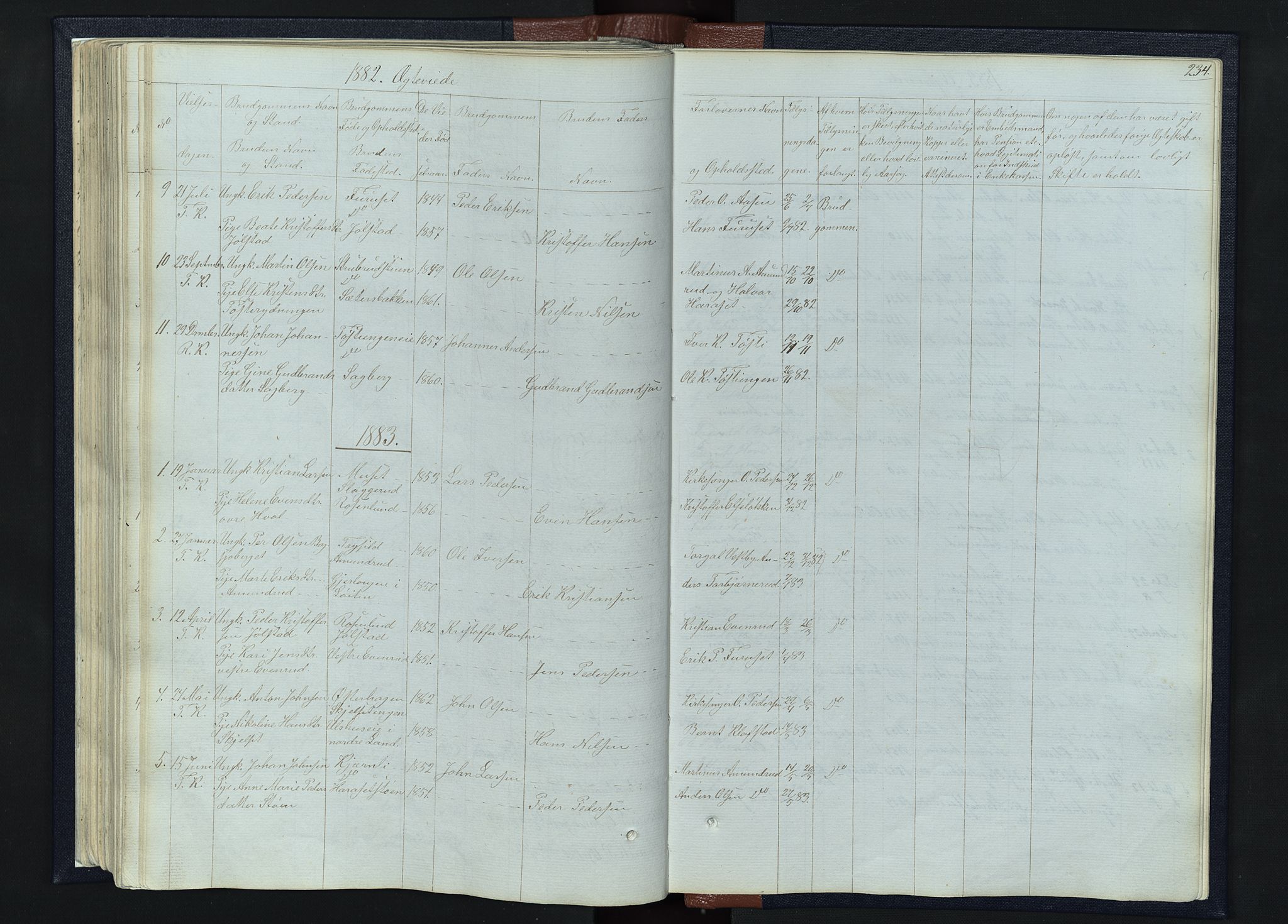 Romedal prestekontor, SAH/PREST-004/L/L0010: Parish register (copy) no. 10, 1860-1895, p. 234
