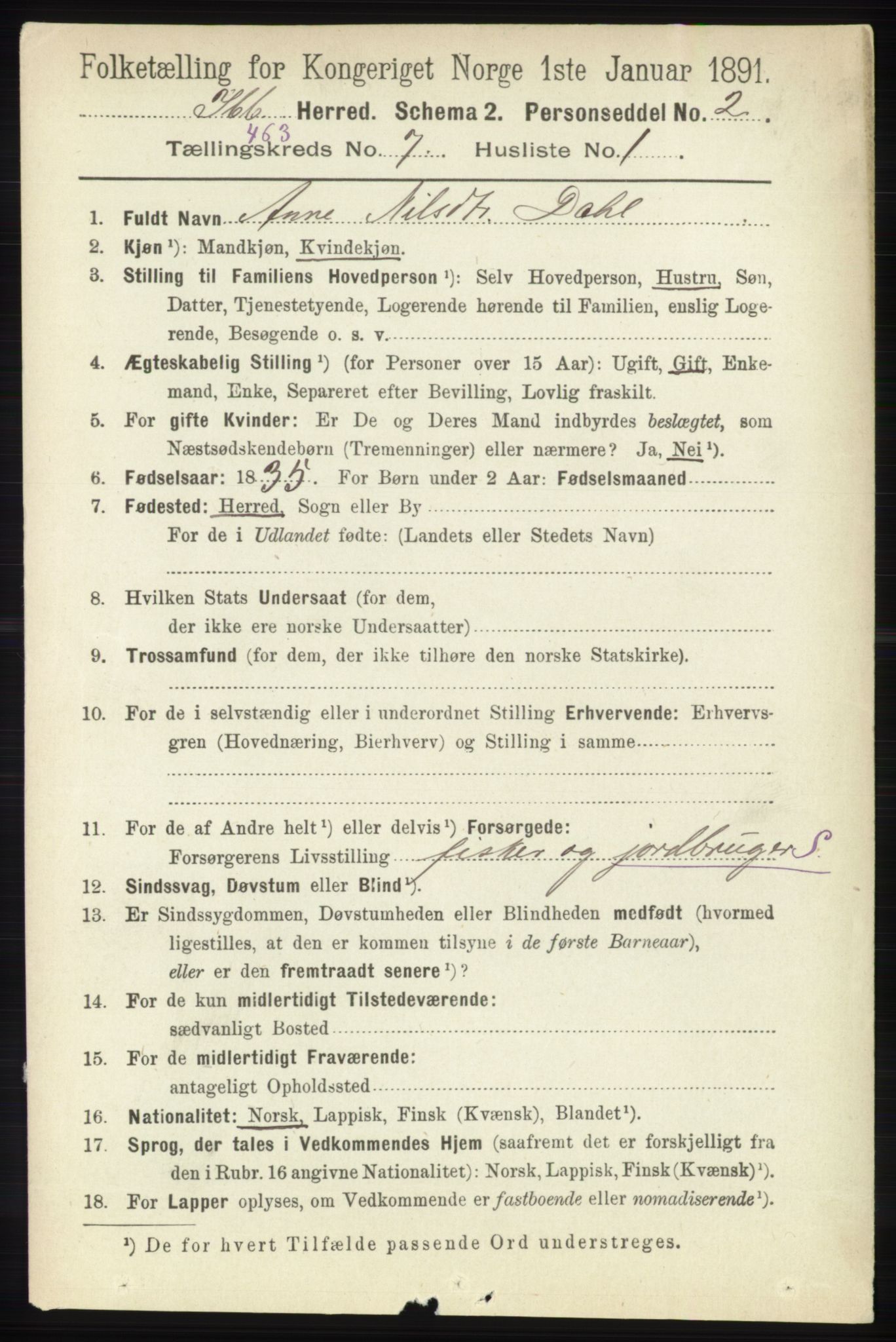 RA, 1891 census for 1917 Ibestad, 1891, p. 4193