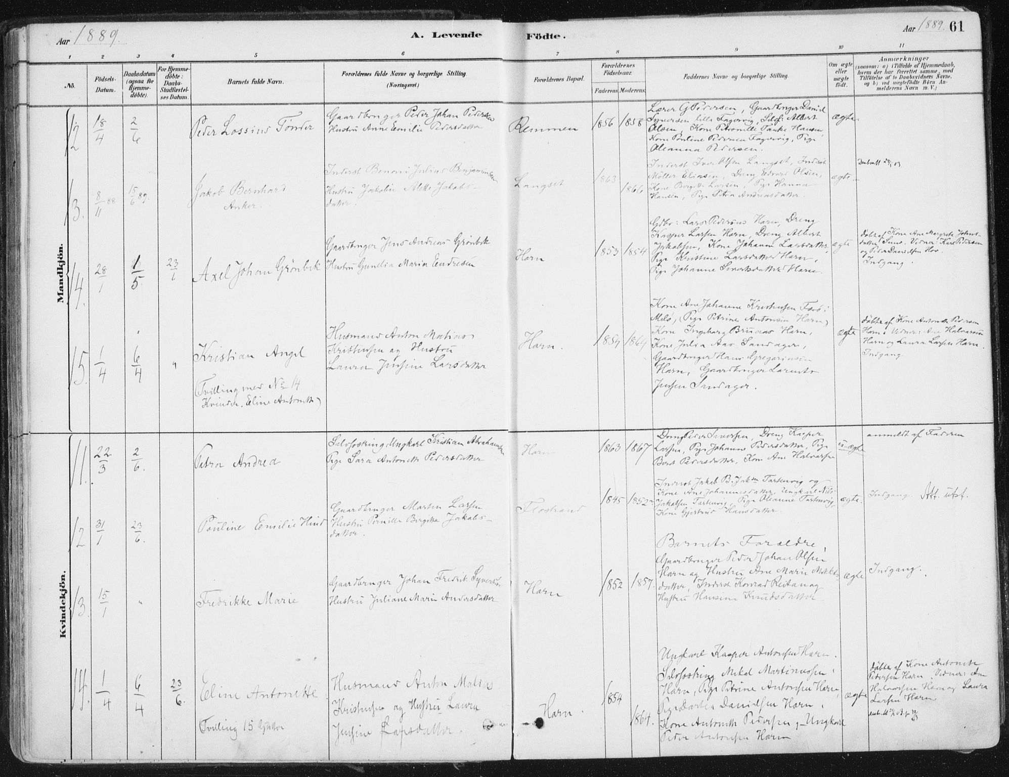 Ministerialprotokoller, klokkerbøker og fødselsregistre - Nordland, AV/SAT-A-1459/838/L0552: Parish register (official) no. 838A10, 1880-1910, p. 61