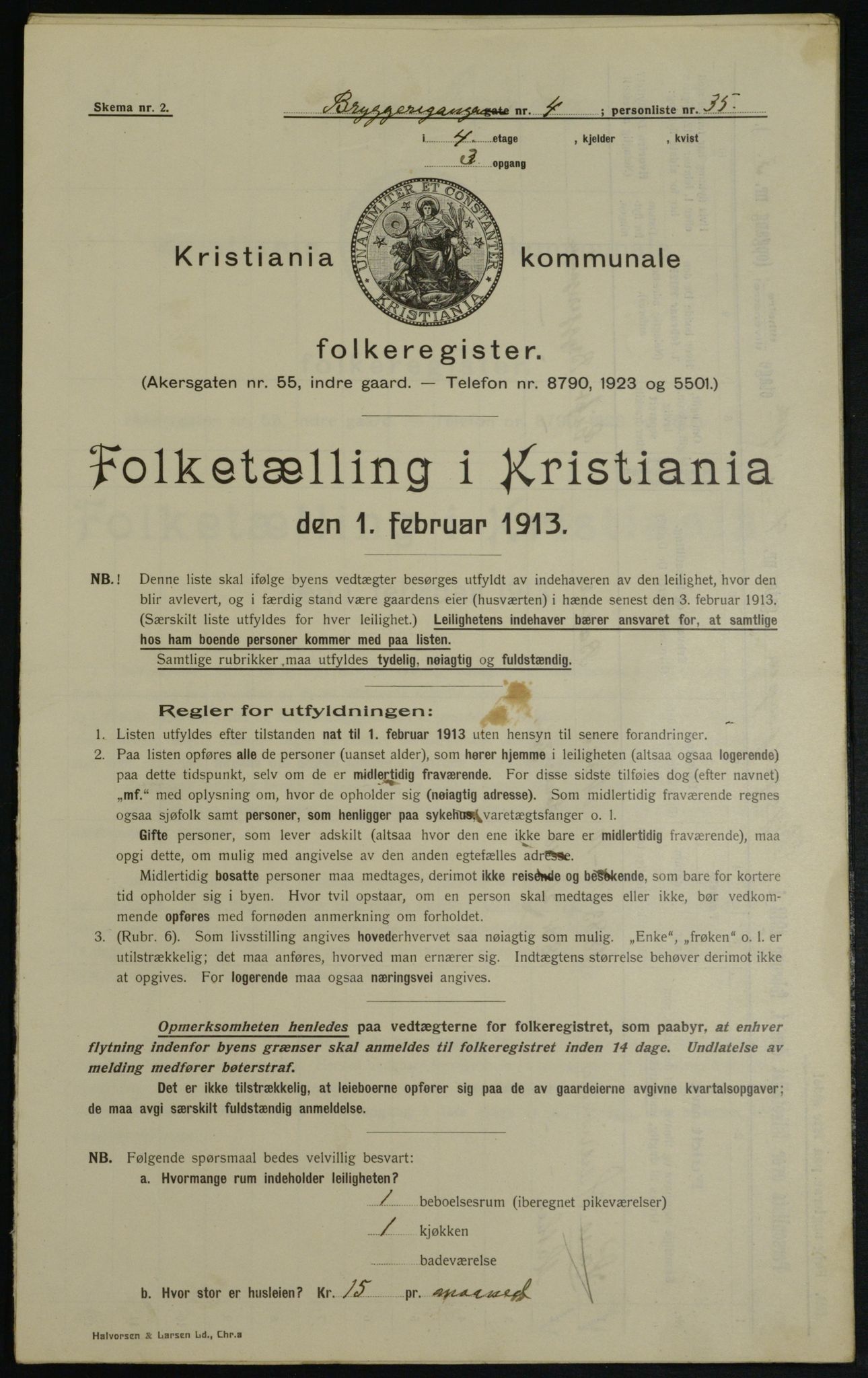 OBA, Municipal Census 1913 for Kristiania, 1913, p. 10166