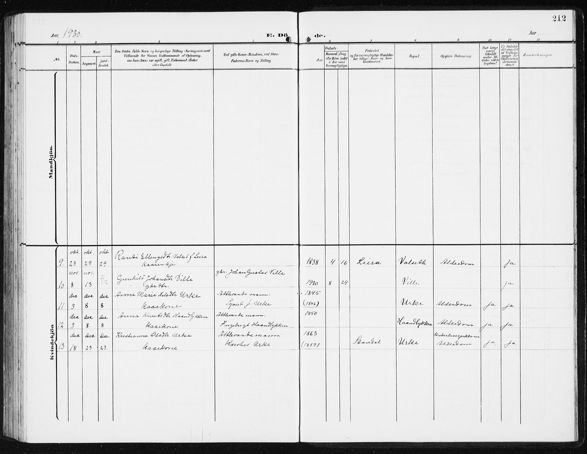 Ministerialprotokoller, klokkerbøker og fødselsregistre - Møre og Romsdal, SAT/A-1454/515/L0216: Parish register (copy) no. 515C03, 1906-1941, p. 212