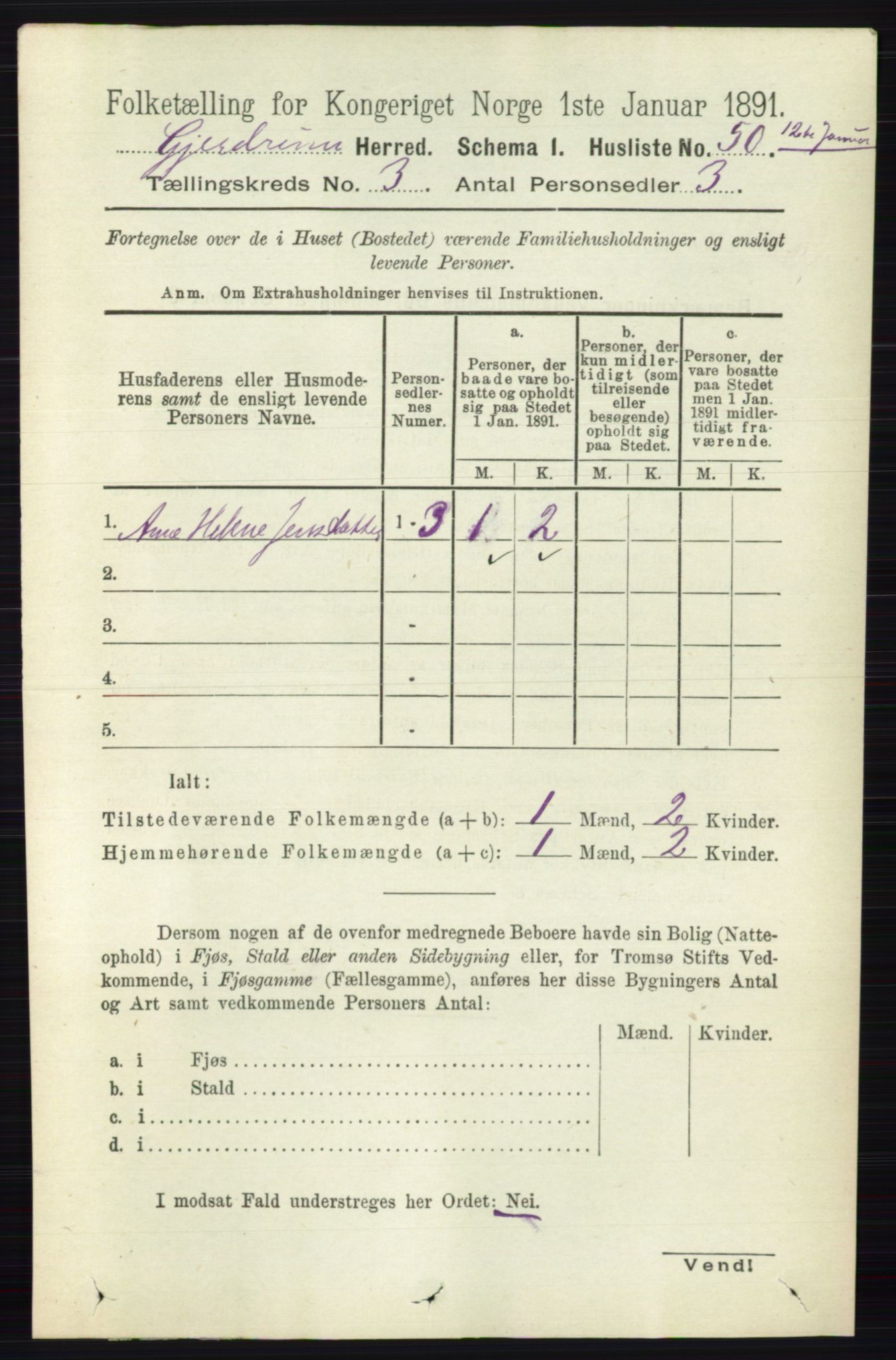 RA, 1891 census for 0234 Gjerdrum, 1891, p. 1209