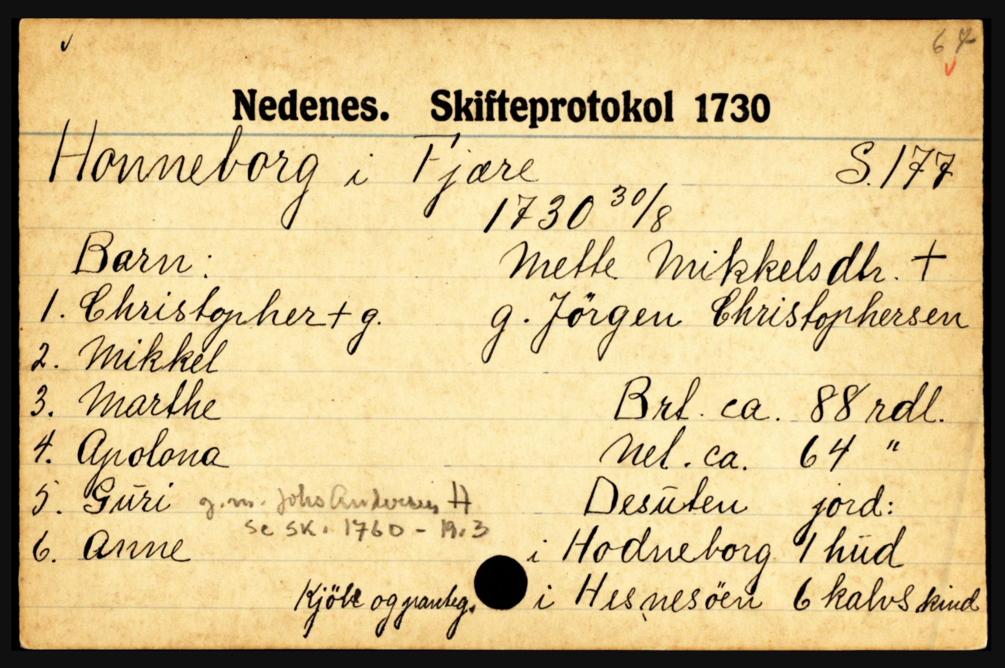 Nedenes sorenskriveri før 1824, AV/SAK-1221-0007/H, p. 12887