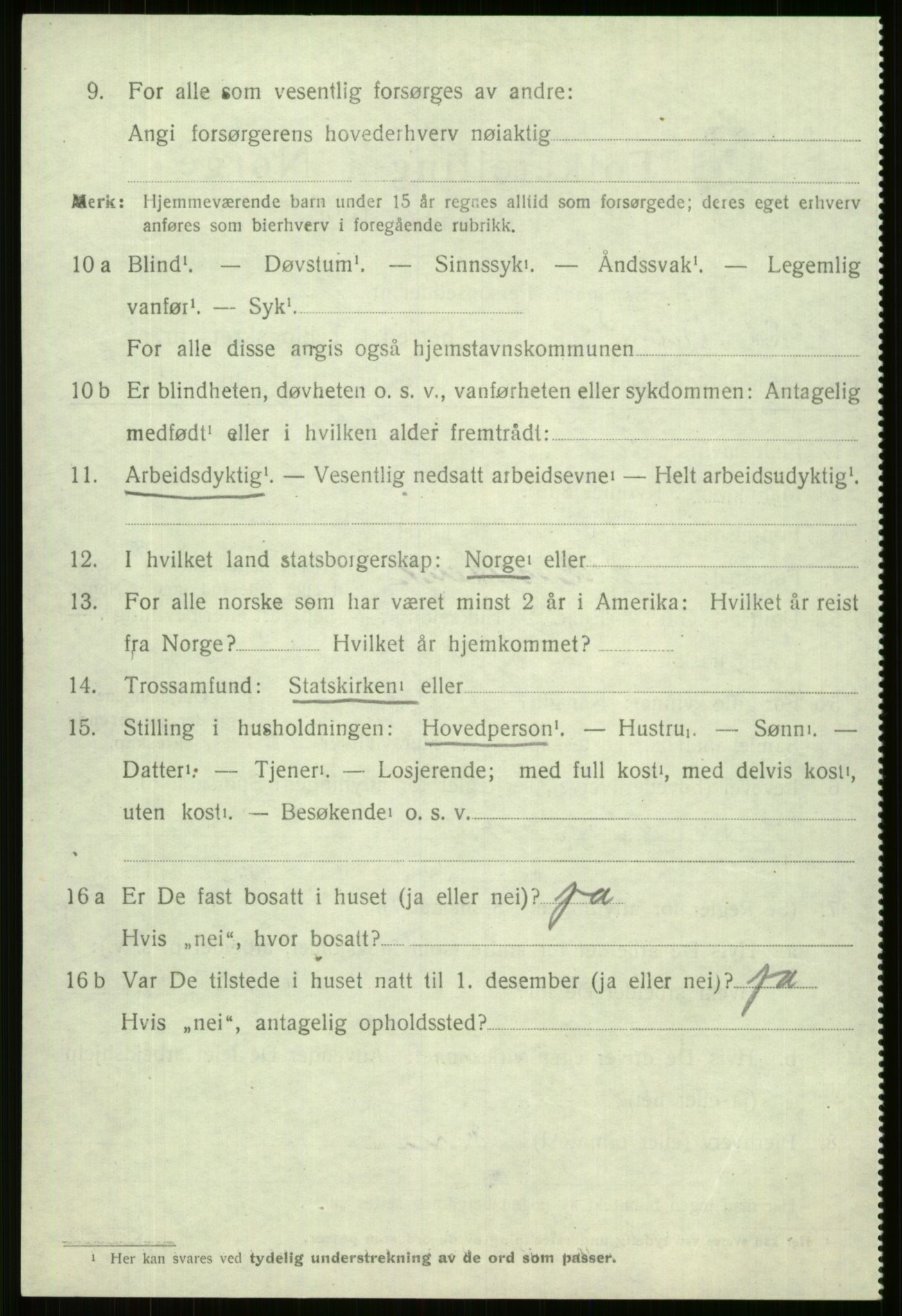 SAB, 1920 census for Vossestrand, 1920, p. 1599