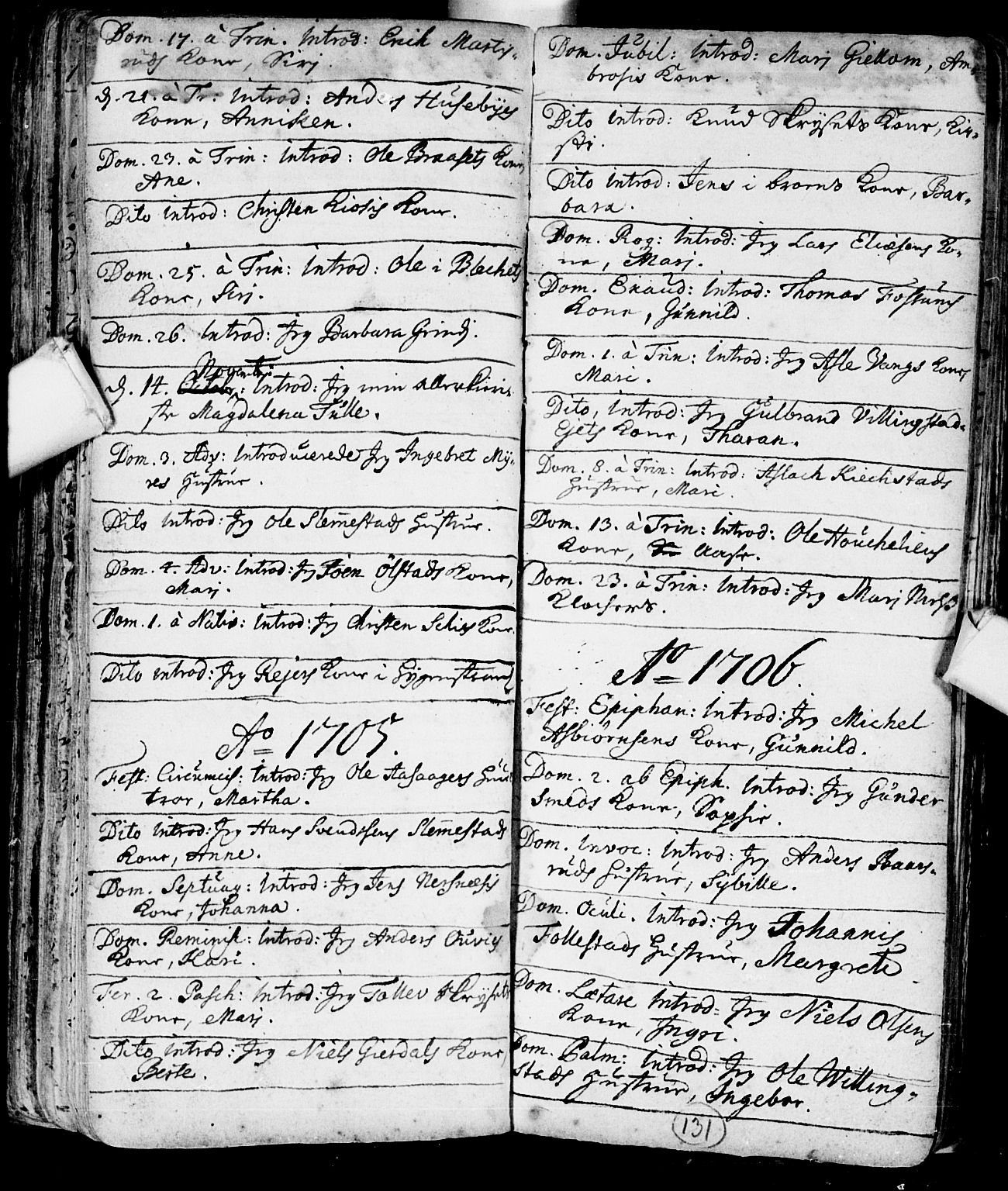 Røyken kirkebøker, AV/SAKO-A-241/F/Fa/L0001: Parish register (official) no. 1, 1701-1730, p. 131