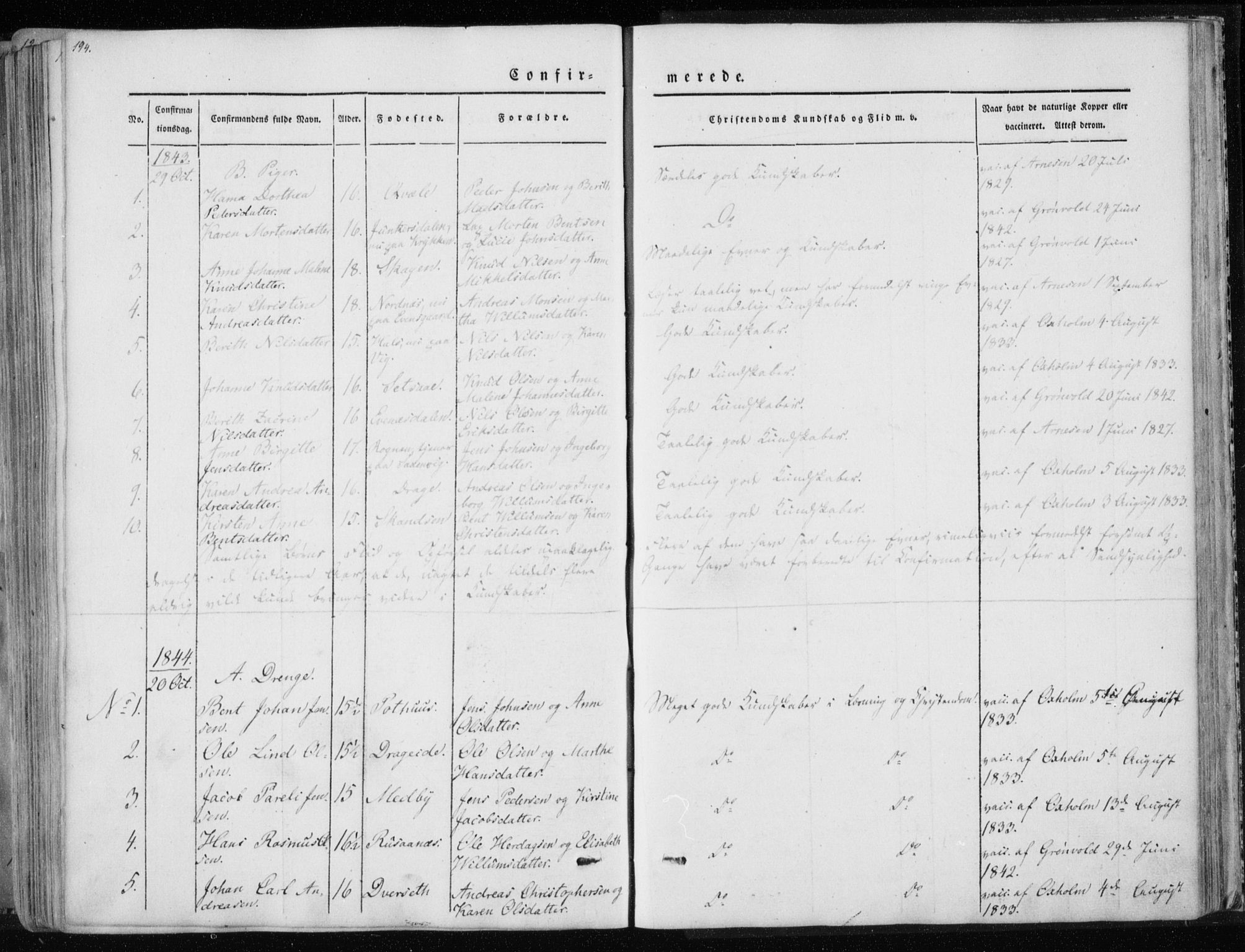 Ministerialprotokoller, klokkerbøker og fødselsregistre - Nordland, SAT/A-1459/847/L0666: Parish register (official) no. 847A06, 1842-1871, p. 194